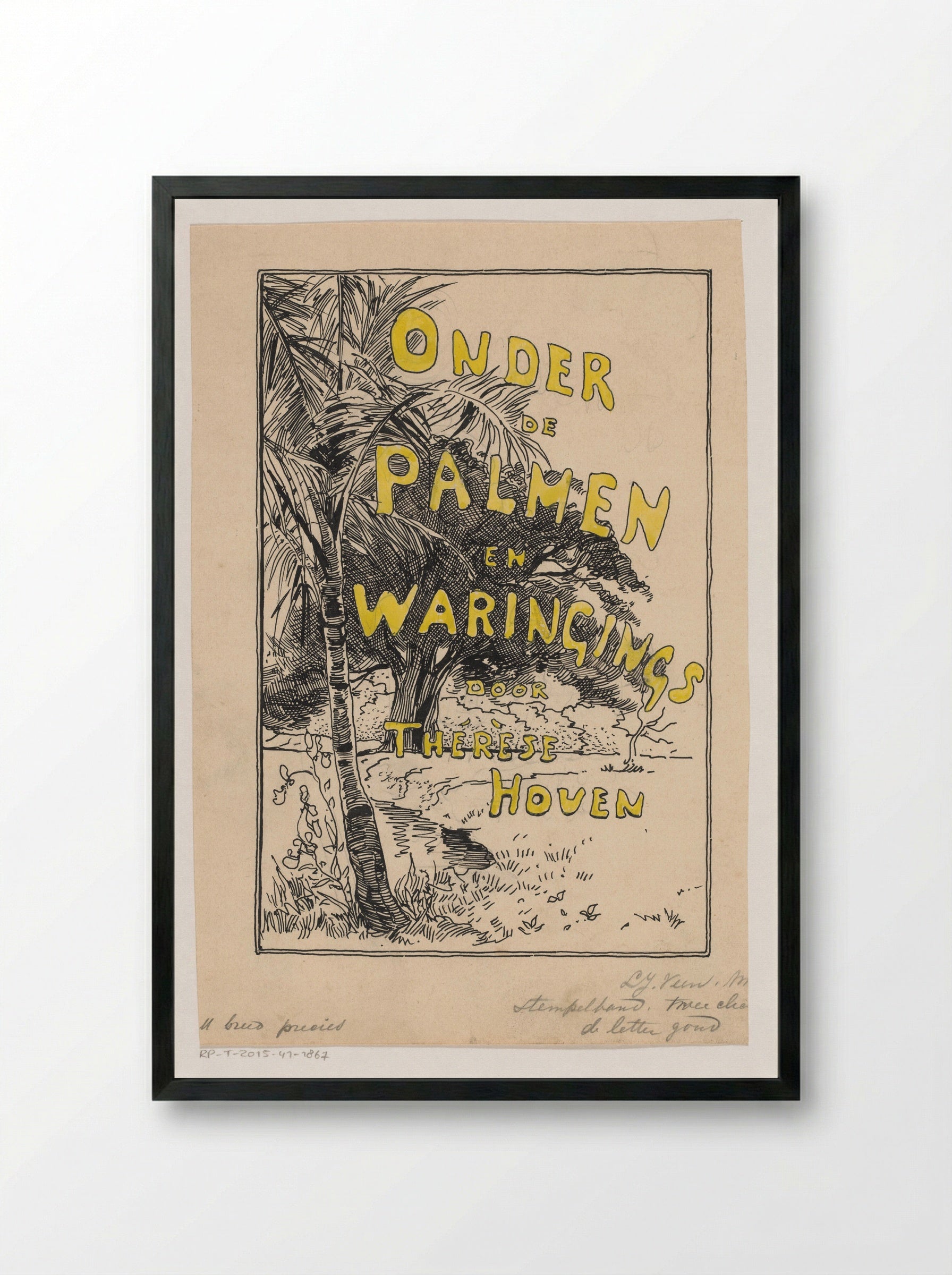 Bandontwerp voor: Thérèse Hoven, Onder de palmen en waringins - Willem Wenckebach - Framed Print Black