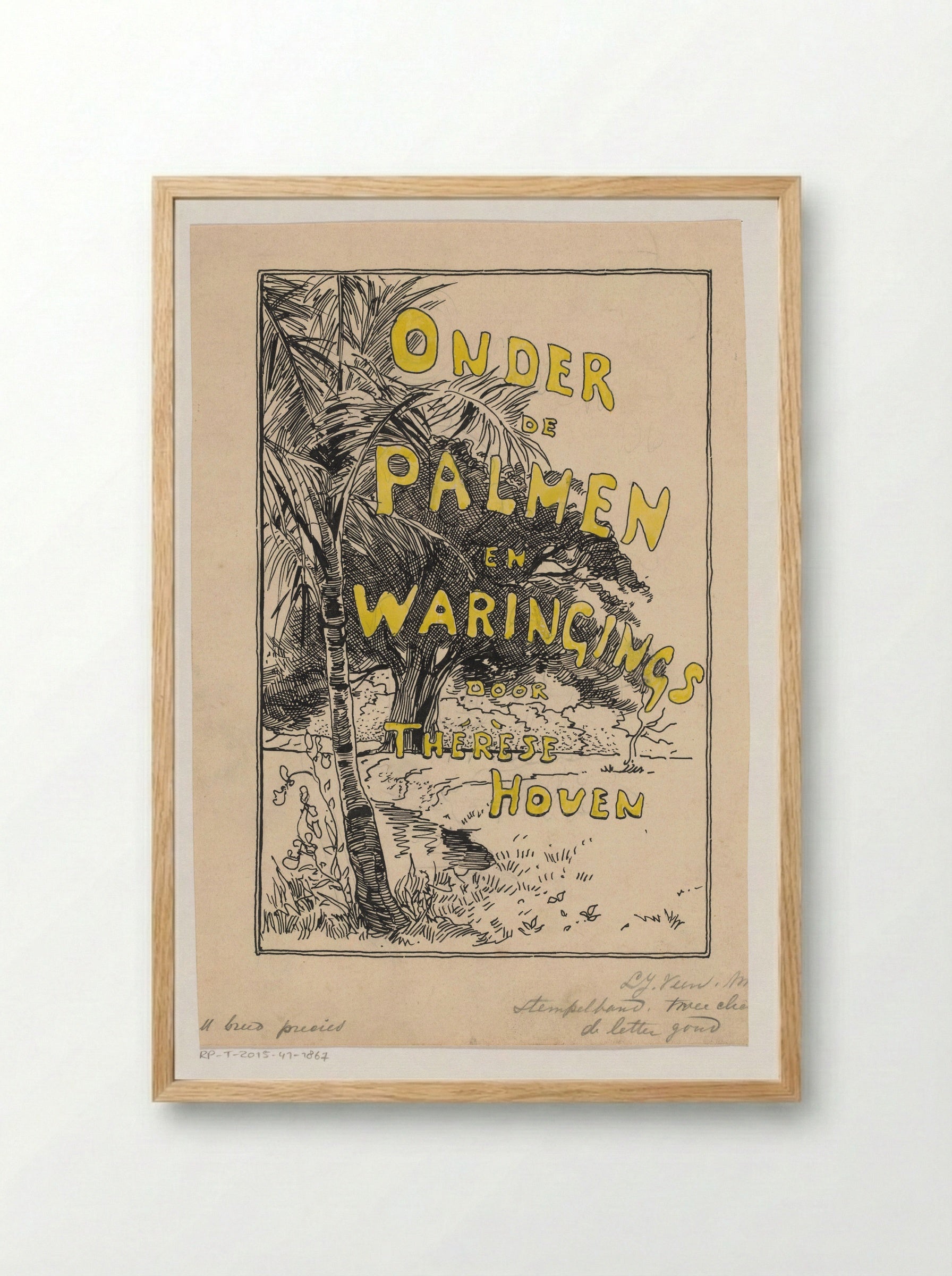 Bandontwerp voor: Thérèse Hoven, Onder de palmen en waringins - Willem Wenckebach - Framed Print Wood