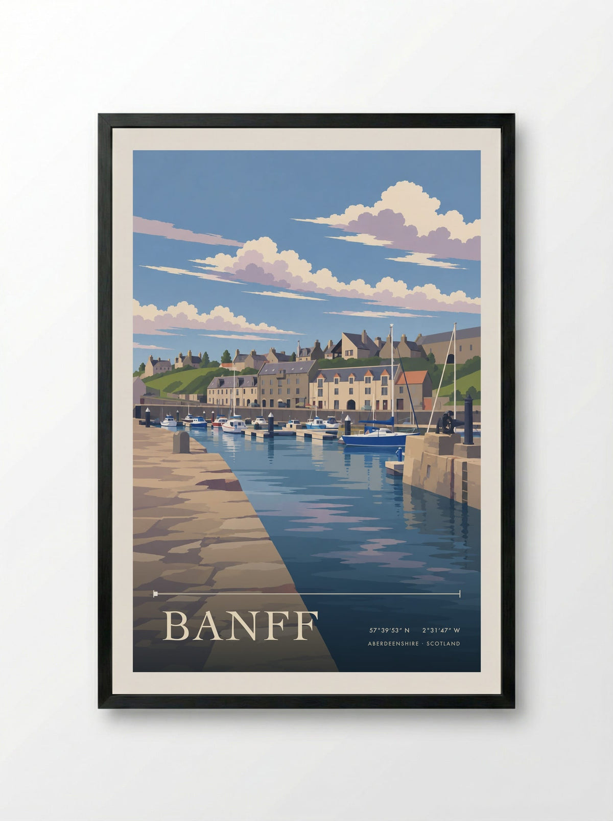 Banff, Aberdeenshire | Travel Poster - Framed Print Black