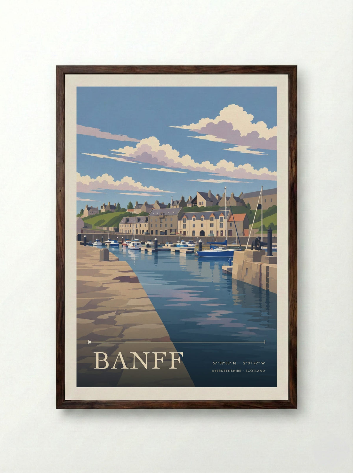 Banff, Aberdeenshire | Travel Poster - Framed Print Dark Wood