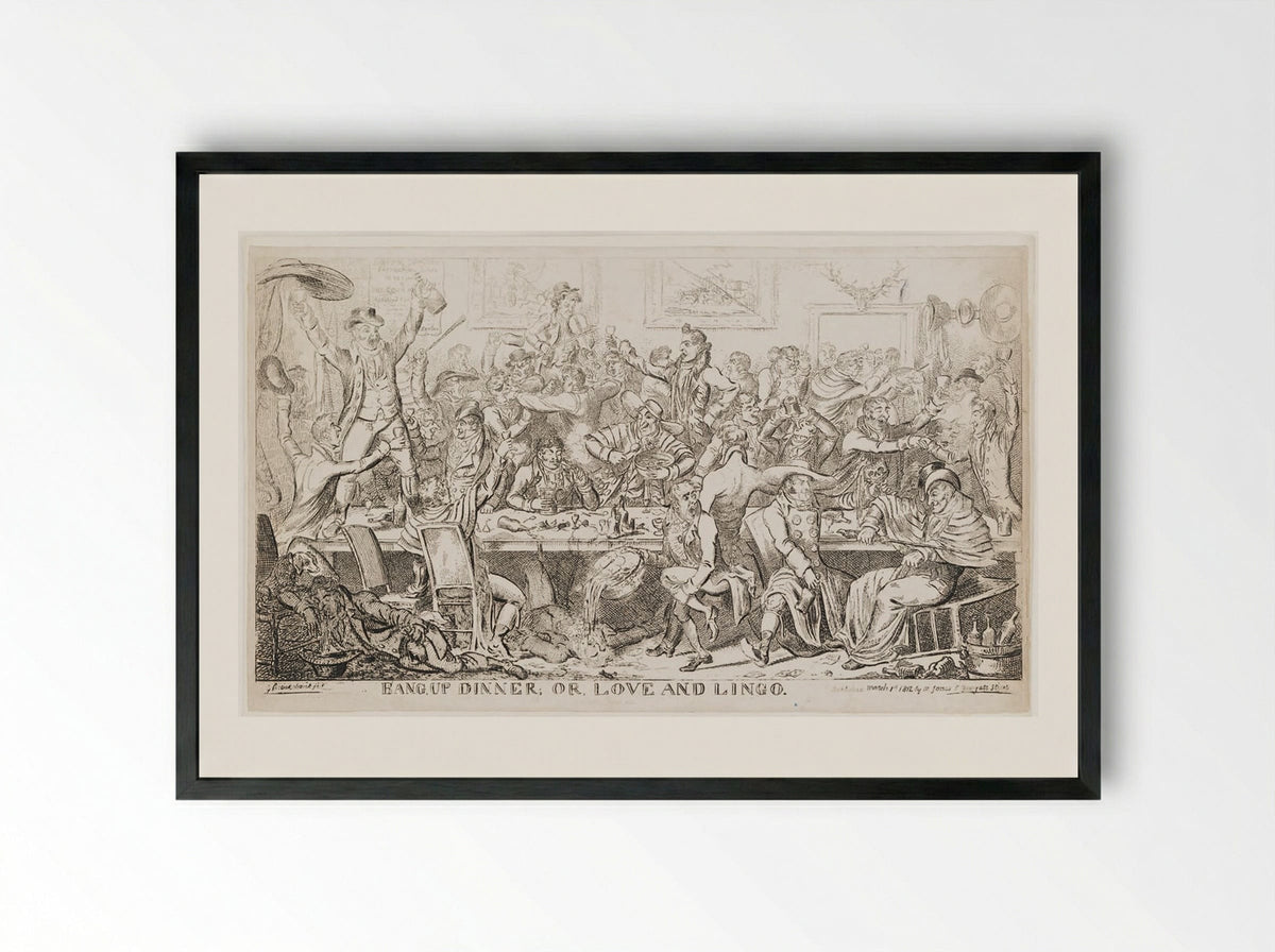 Bang Up Dinner, Or, Love and Lingo - George Cruikshank - Framed Print Black