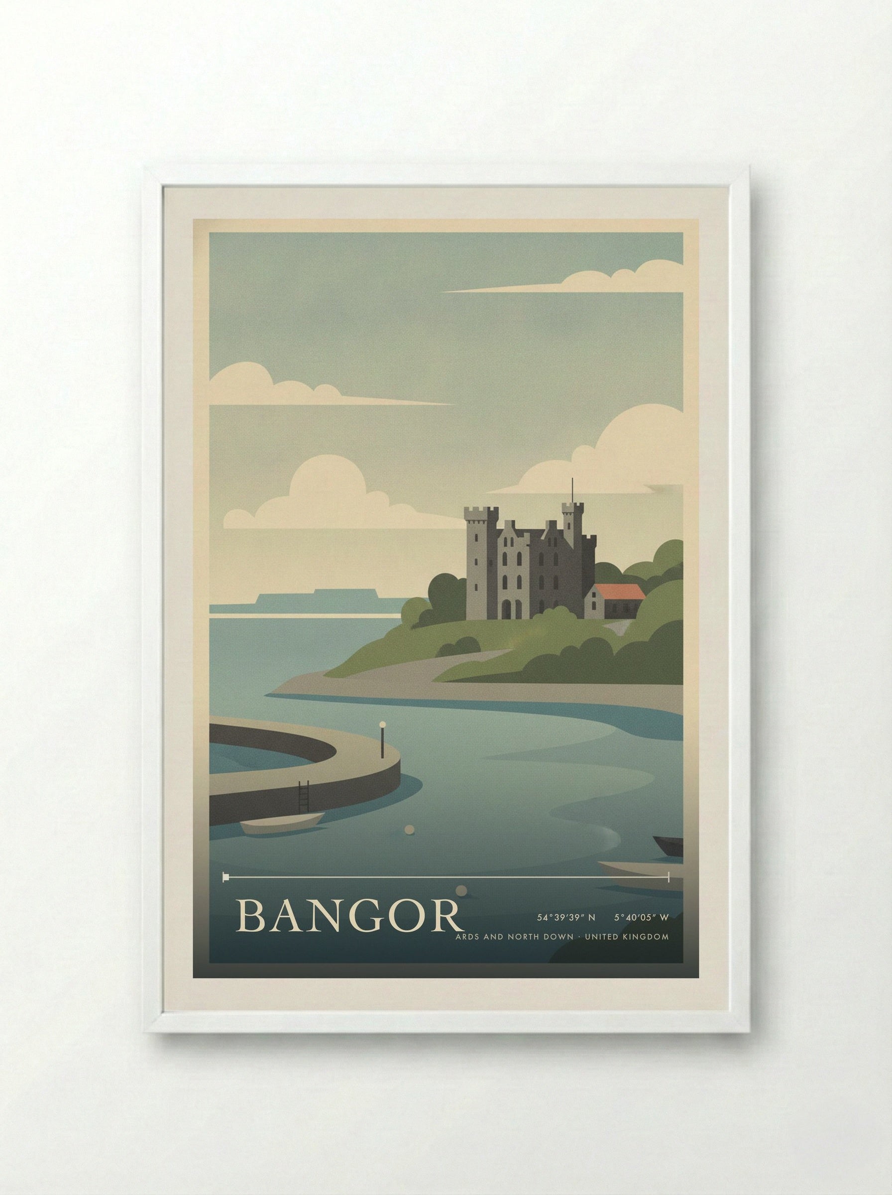 Bangor Ards and North Down United Kingdom Travel Poster - Framed Print White
