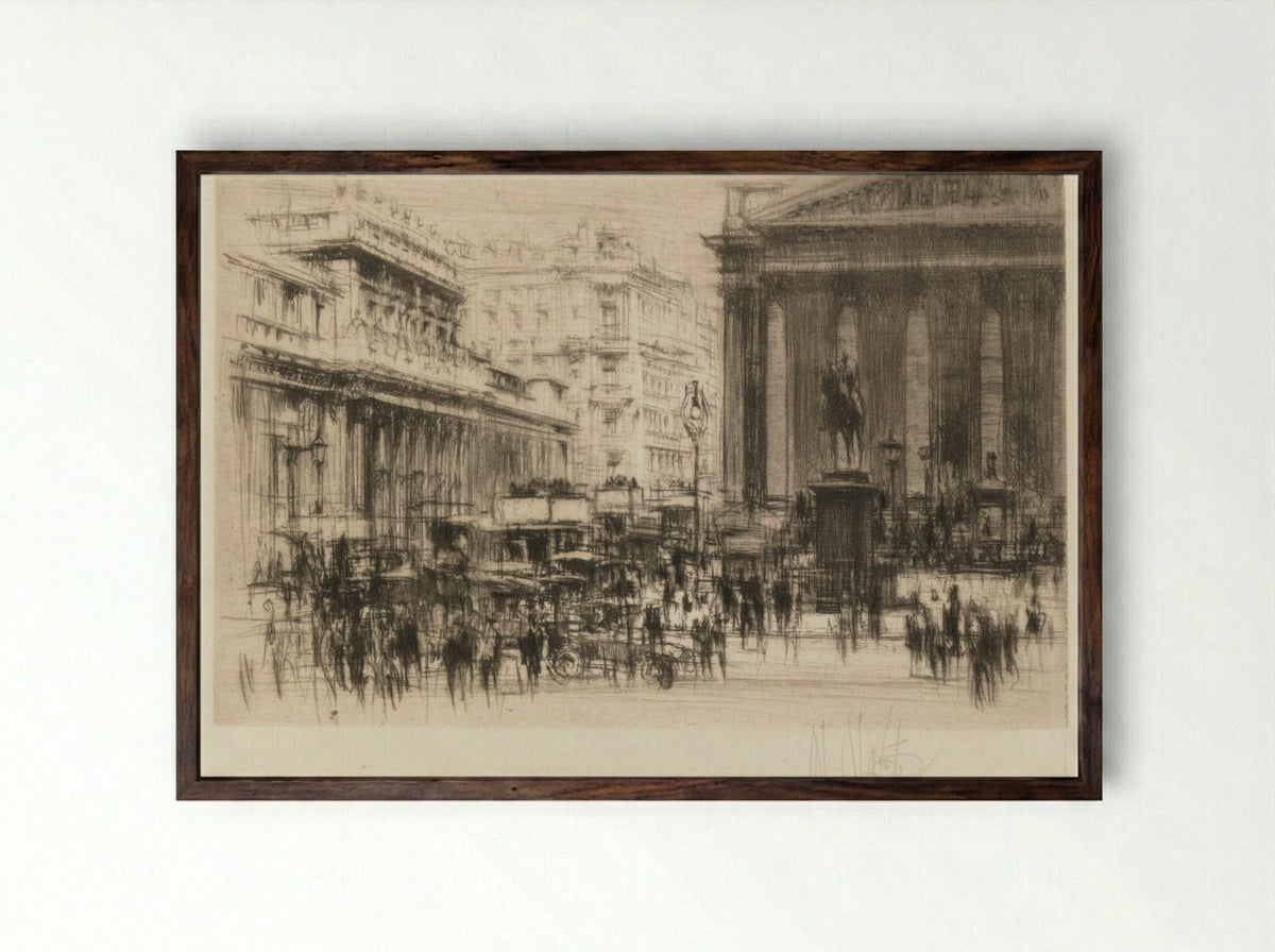 Bank (with the Royal Exchange) - William Walcot - Framed Print Dark Wood