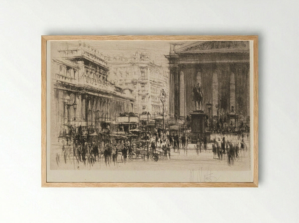 Bank (with the Royal Exchange) - William Walcot - Framed Print Wood