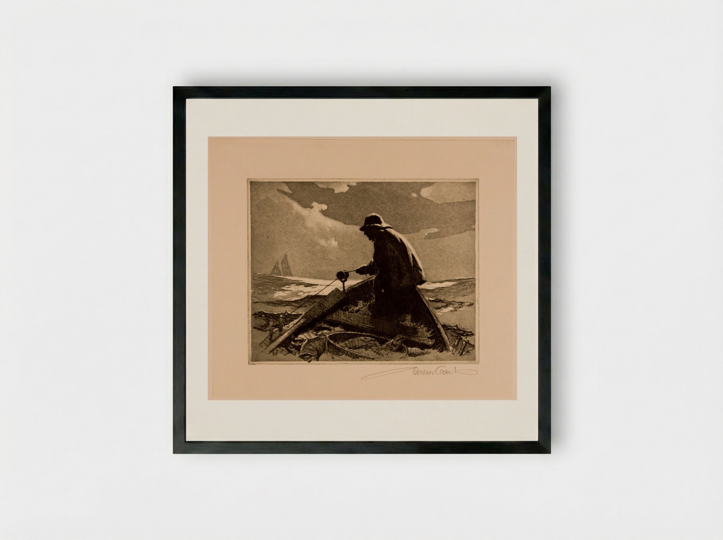 Banks Fishermen - Gordon Hope Grant - Framed Print Black