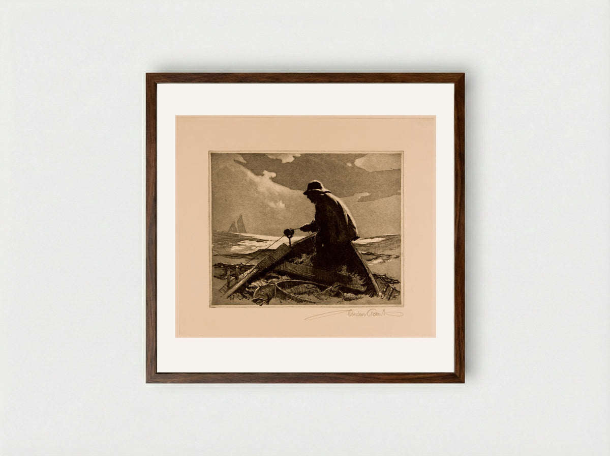 Banks Fishermen - Gordon Hope Grant - Framed Print Dark Wood