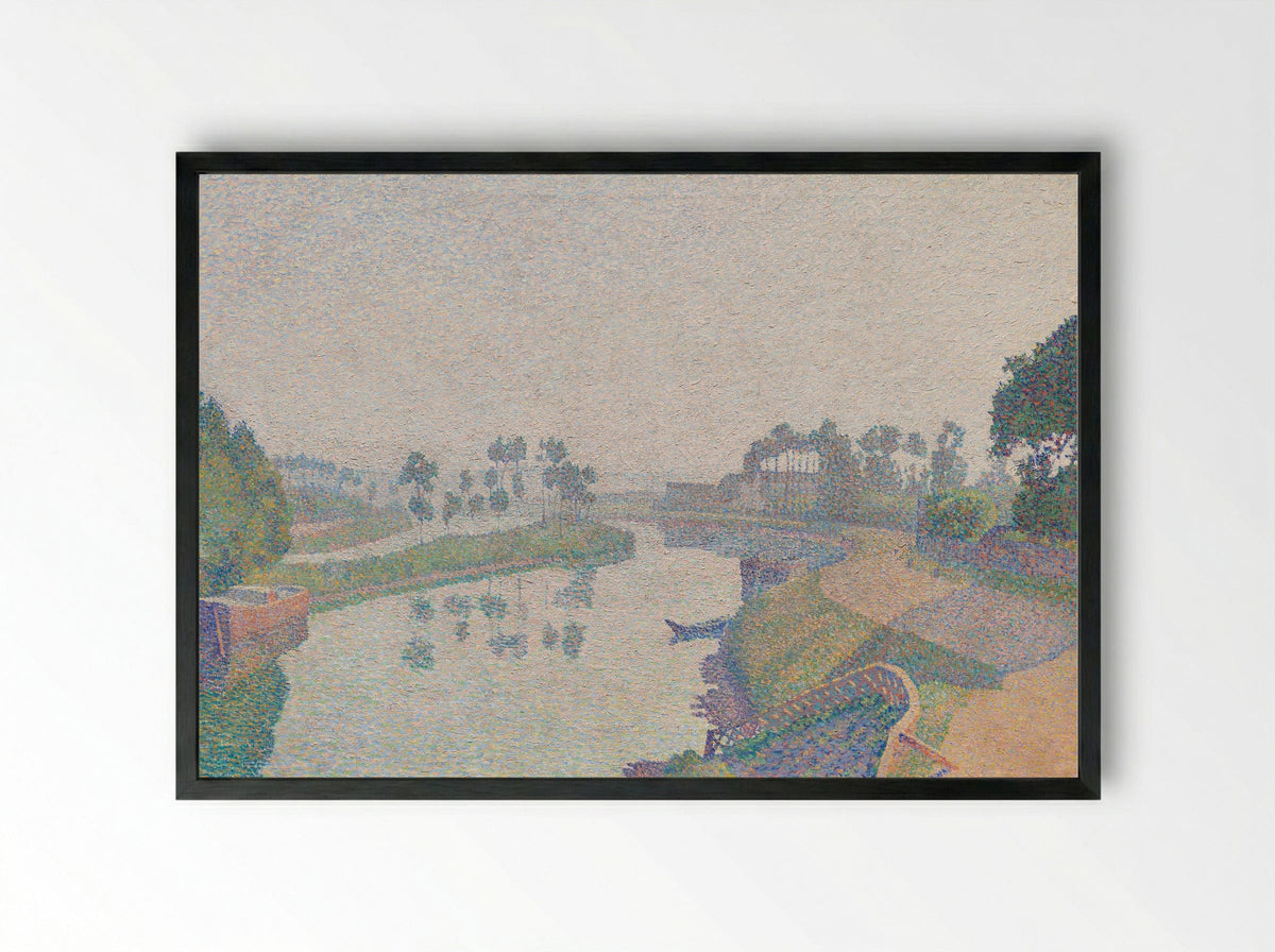 Banks of the Oise at Dawn - Louis Hayet - Framed Print Black