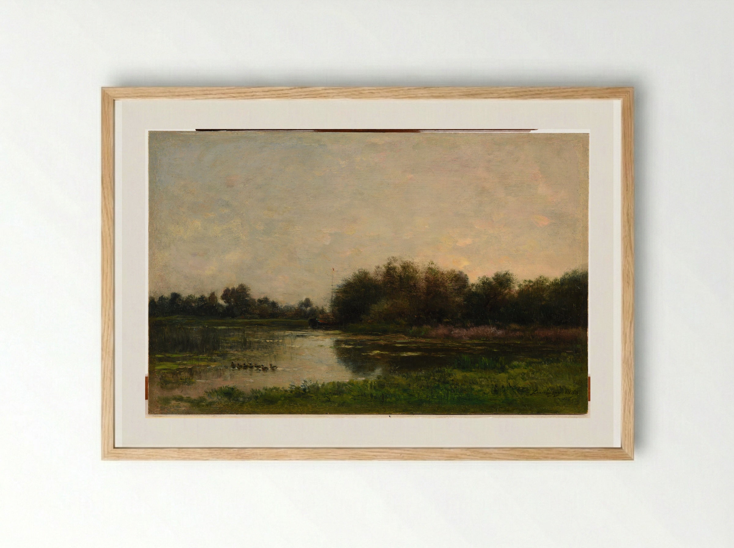 Banks of the Oise - Charles-Francois Daubigny - Framed Print Wood