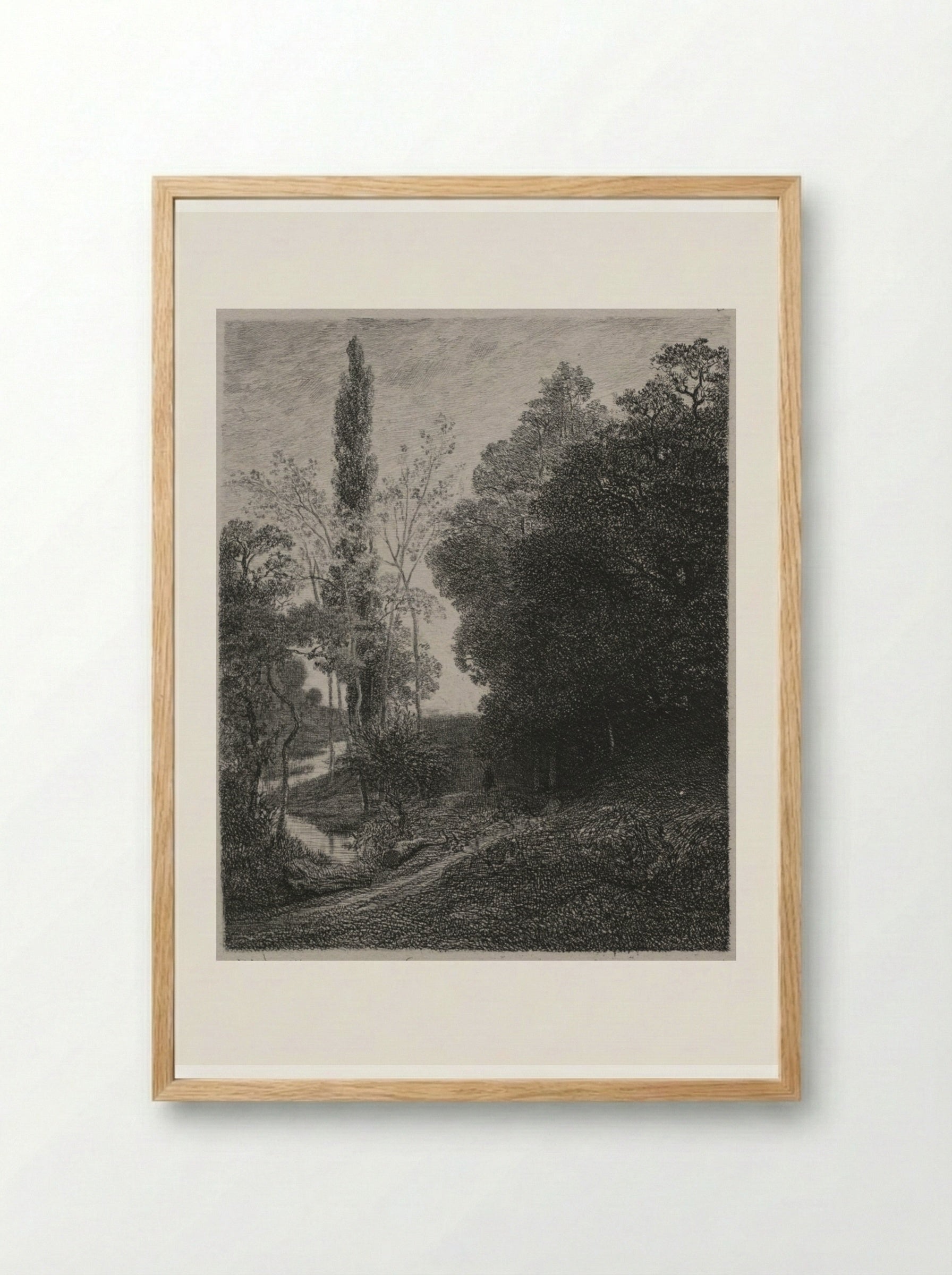 Banks of the River Cousin - Charles François Daubigny - Framed Print Wood