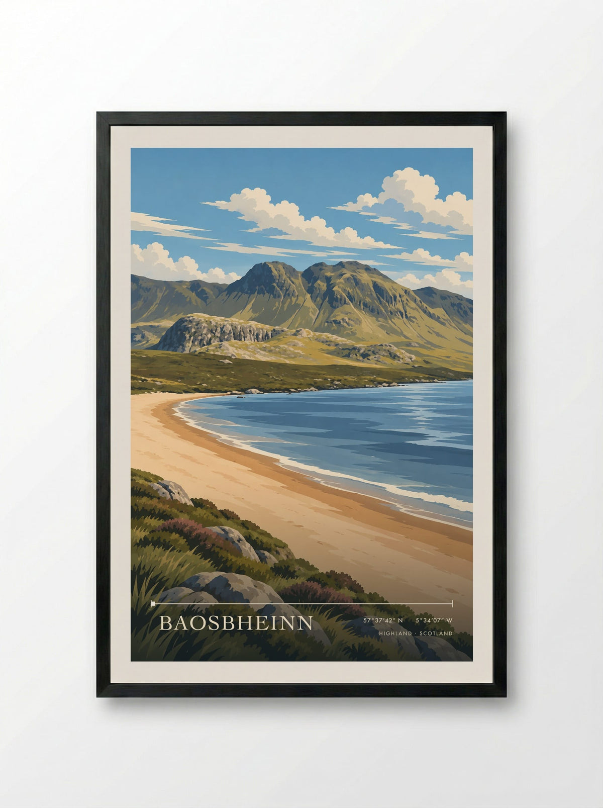 Baosbheinn, Highland | Travel Poster - Framed Print Black