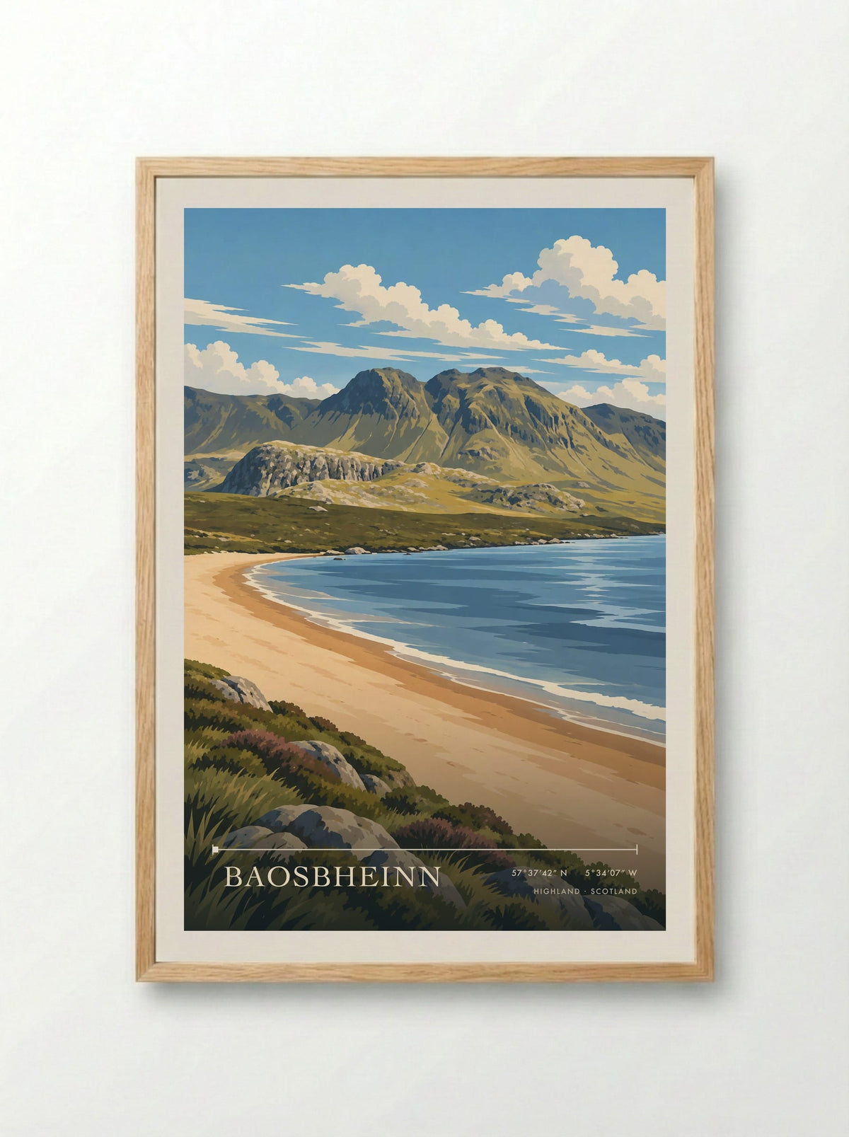 Baosbheinn, Highland | Travel Poster - Framed Print Wood