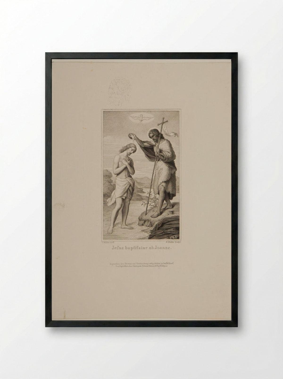 Baptism of Christ - Heinrich Nüsser - Framed Print Black