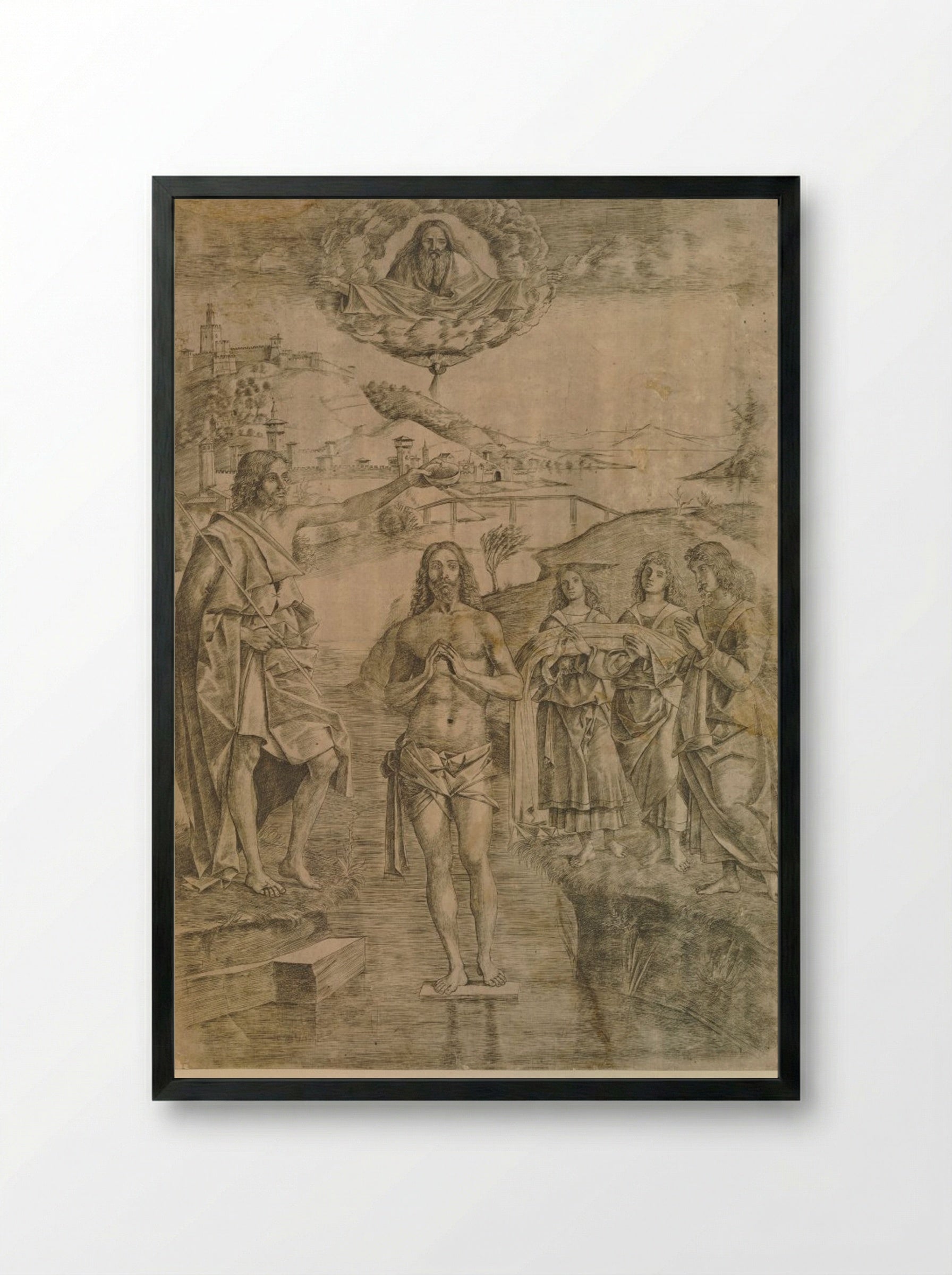 Baptism of Christ - Girolamo Mocetto - Framed Print Black