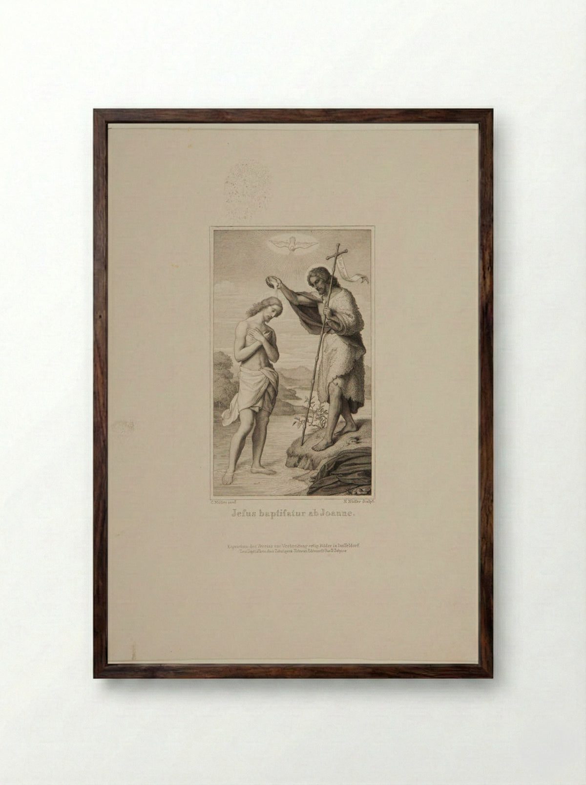Baptism of Christ - Heinrich Nüsser - Framed Print Dark Wood
