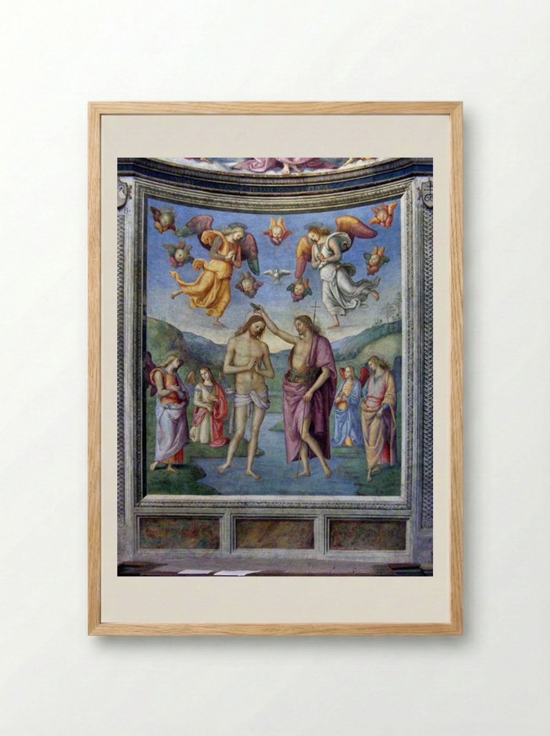 Baptism of Christ - Pietro Perugino - Framed Print Wood