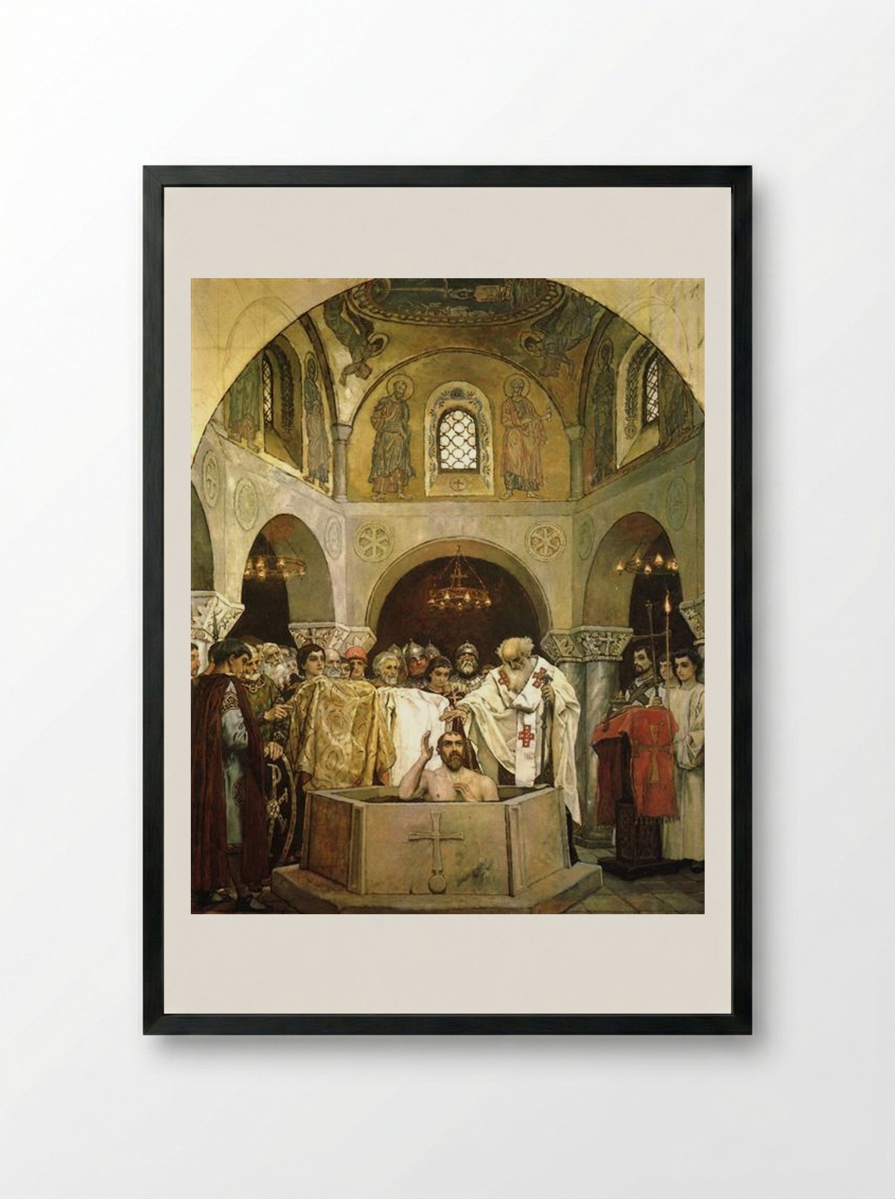 Baptism of Prince Vladimir - Viktor Vasnetsov - Framed Print Black