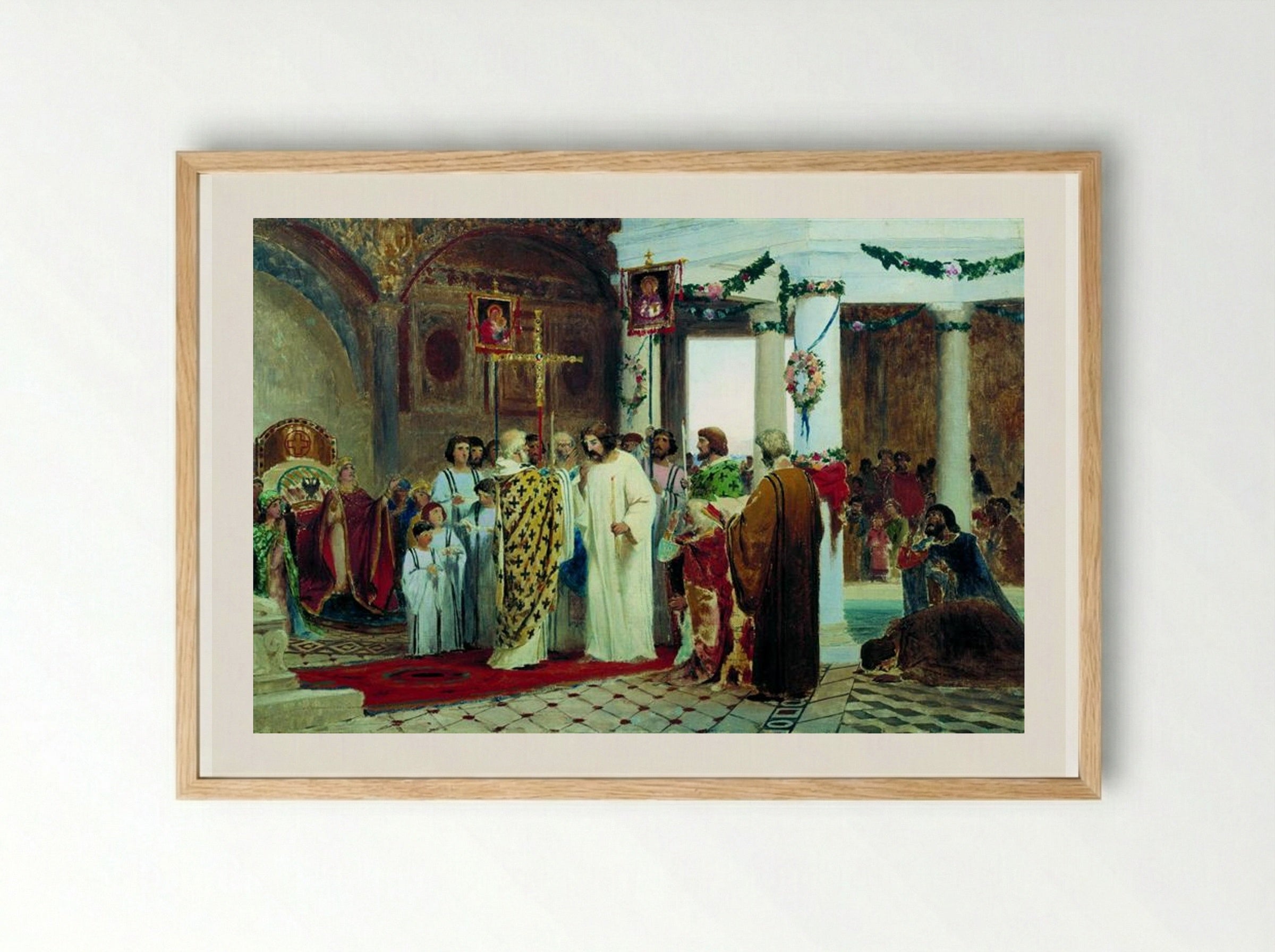 Baptism of Prince Vladimir - Fyodor Bronnikov - Framed Print Wood