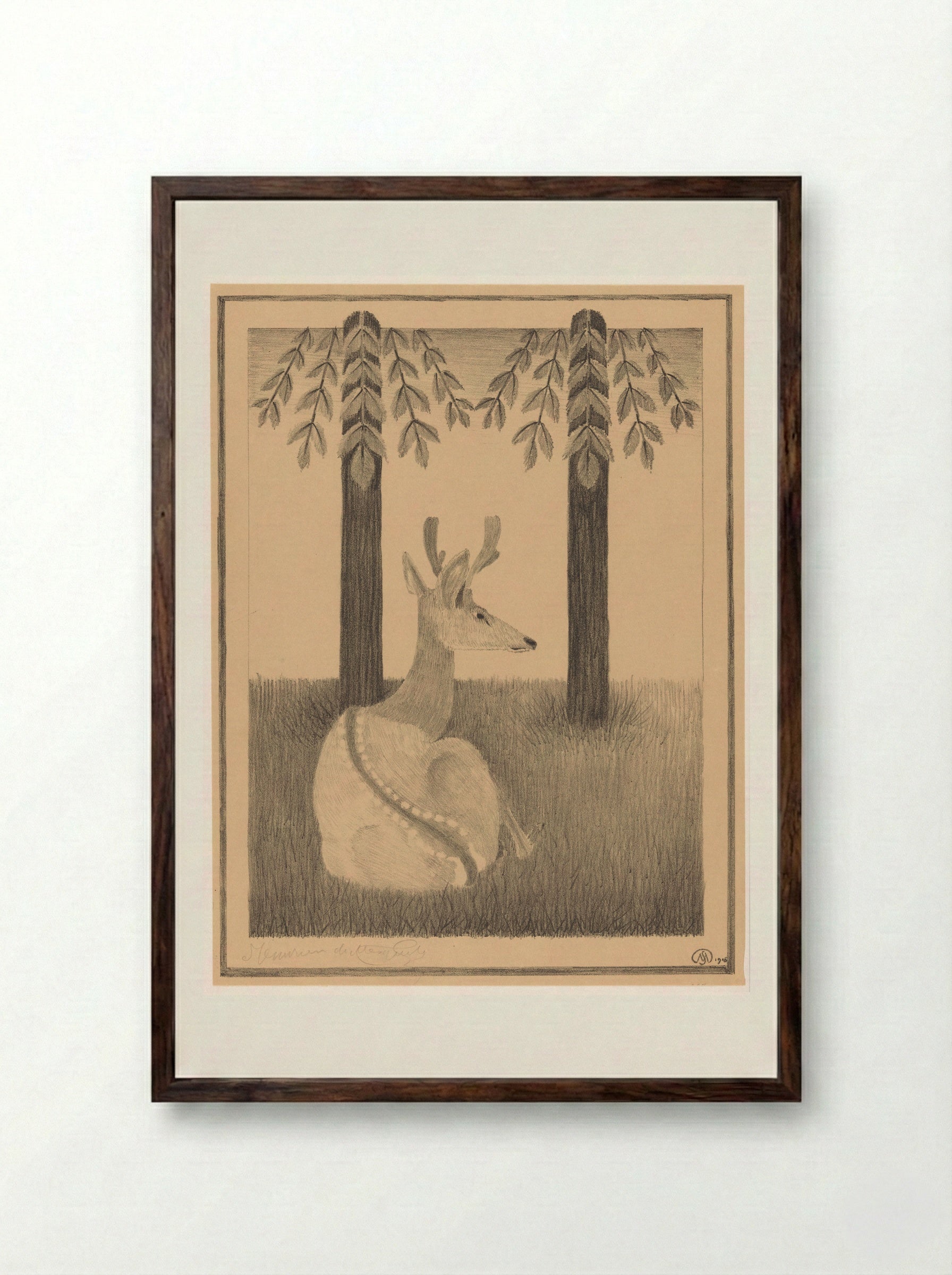 Barasingha Hert - Samuel Jessurun de Mesquita - Framed Print Dark Wood