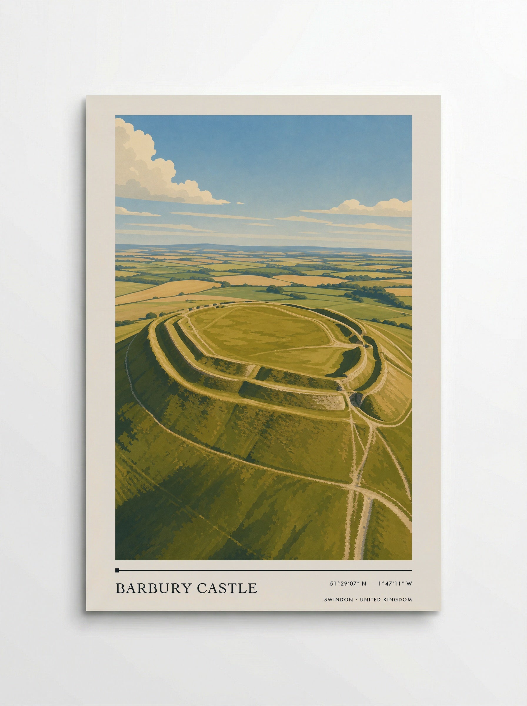 Barbury Castle Swindon United Kingdom Travel Poster - Poster