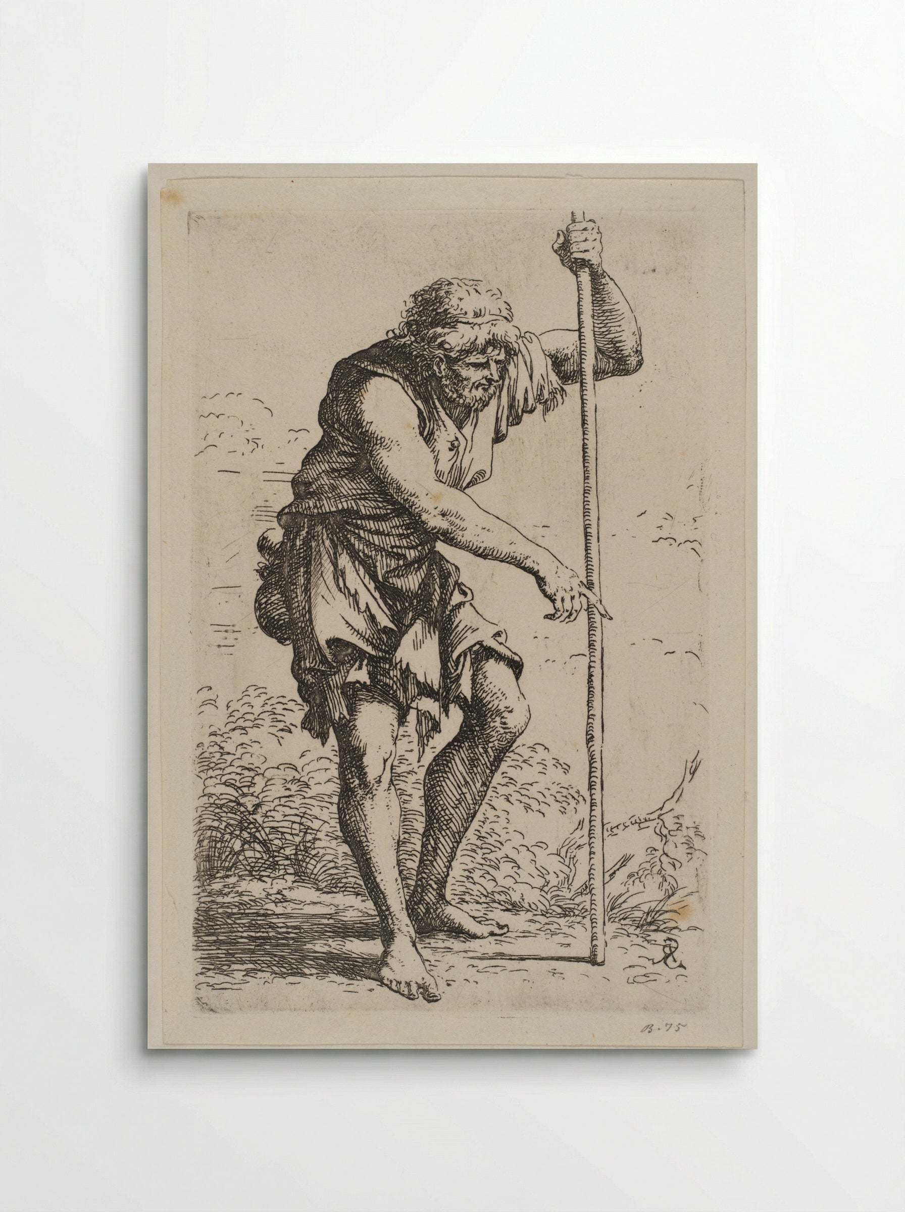 Barefoot Peasant Walking with a Stick - Salvator Rosa - Poster