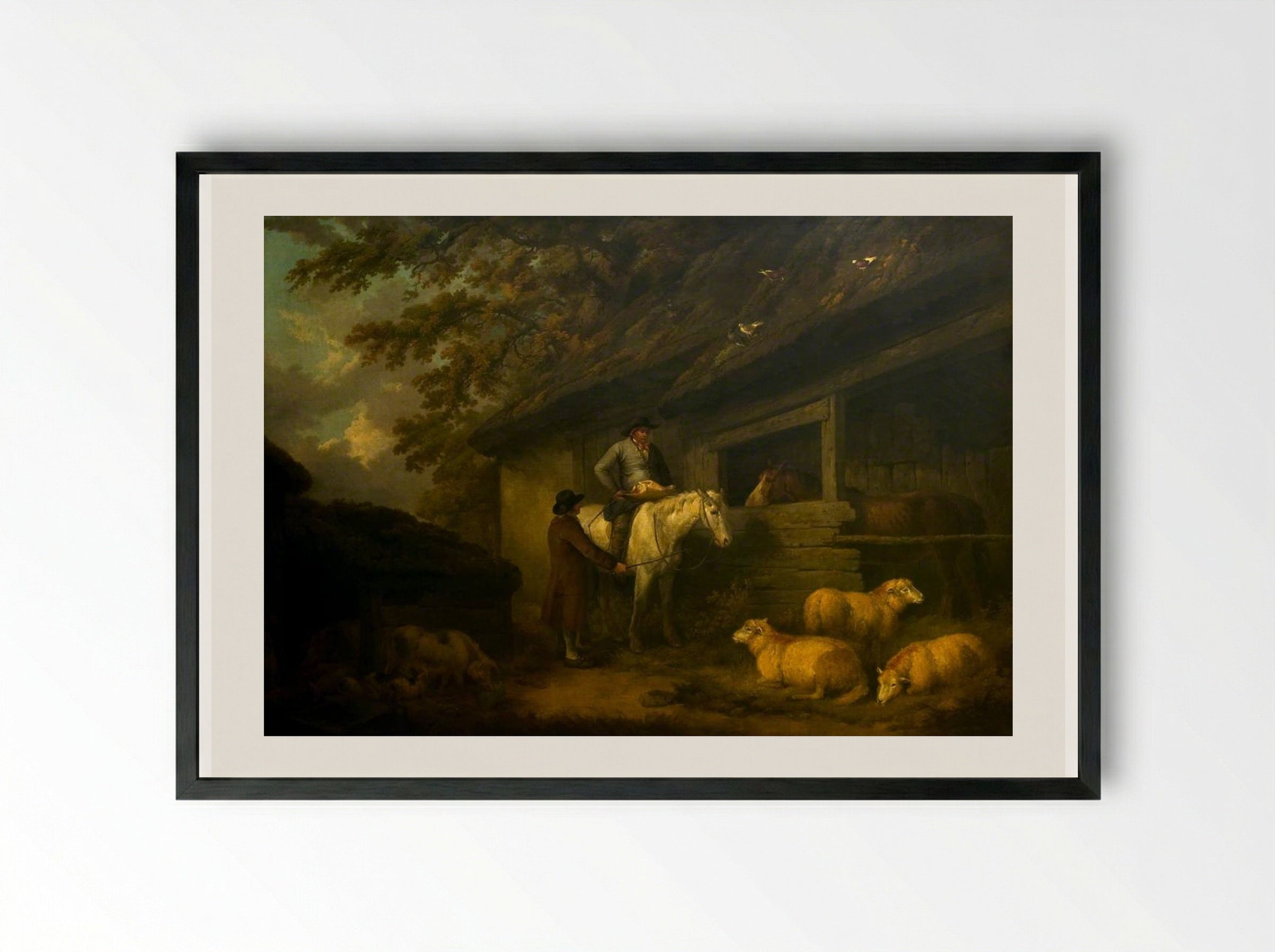Bargaining for Sheep - George Morland - Framed Print Black