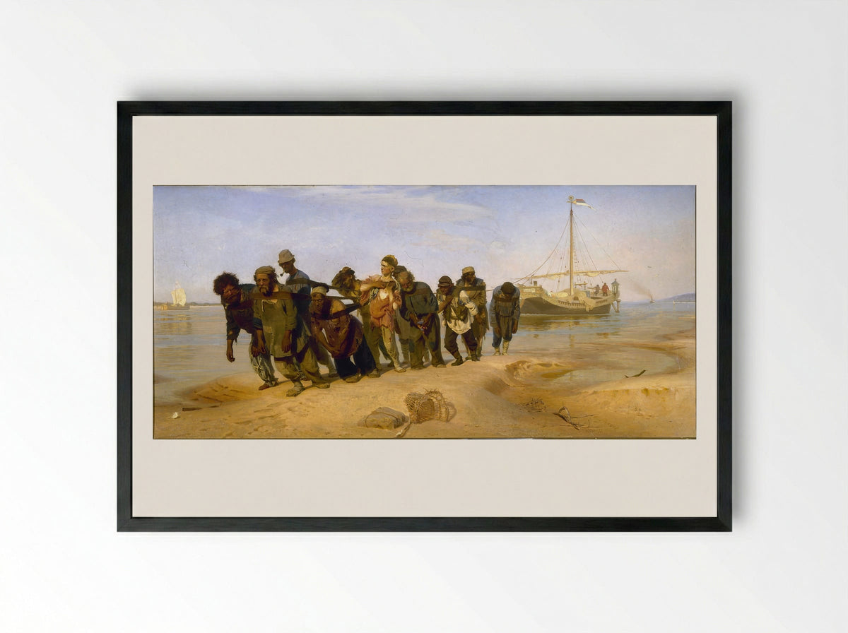 Barge Haulers on the Volga - Ilya Repin - Framed Print Black