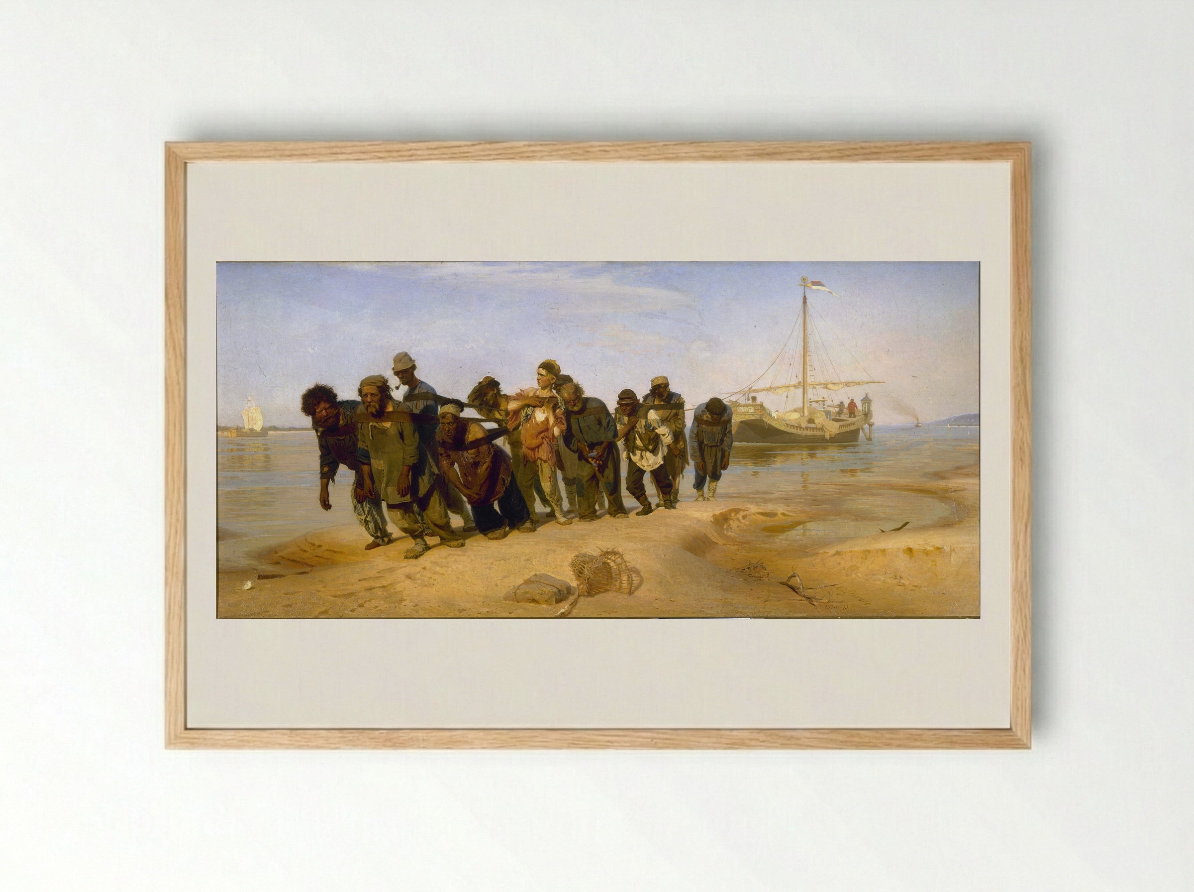 Barge Haulers on the Volga - Ilya Repin - Framed Print Wood