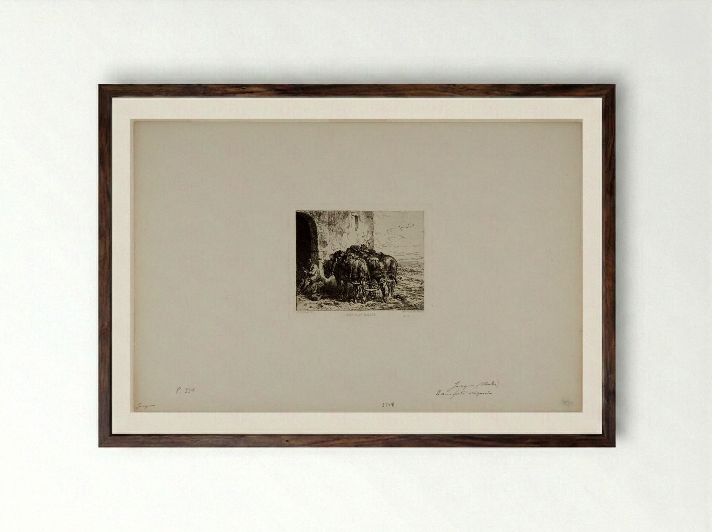 Barge Horses - Charles-Émile Jacque - Framed Print Dark Wood