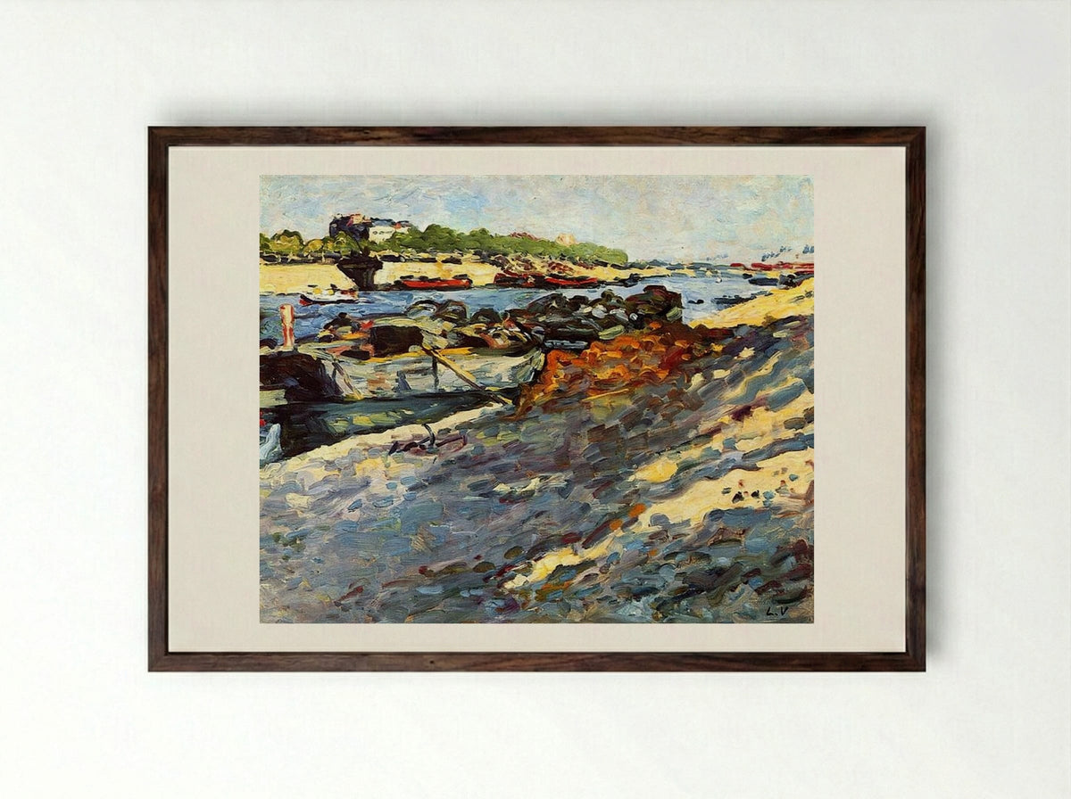 Barges on the Seine - Louis Valtat - Framed Print Dark Wood