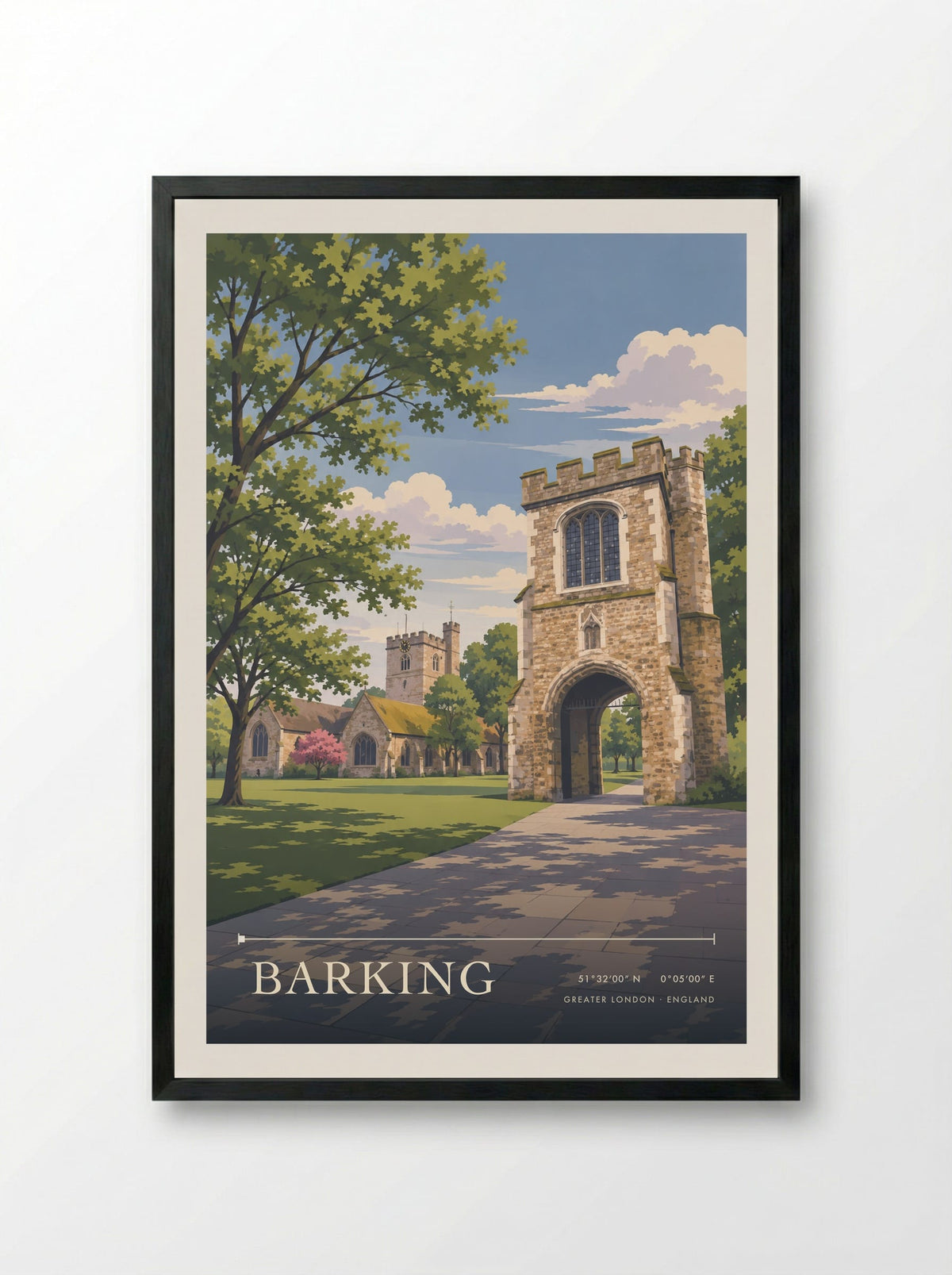 Barking, Greater London | Travel Poster - Framed Print Black