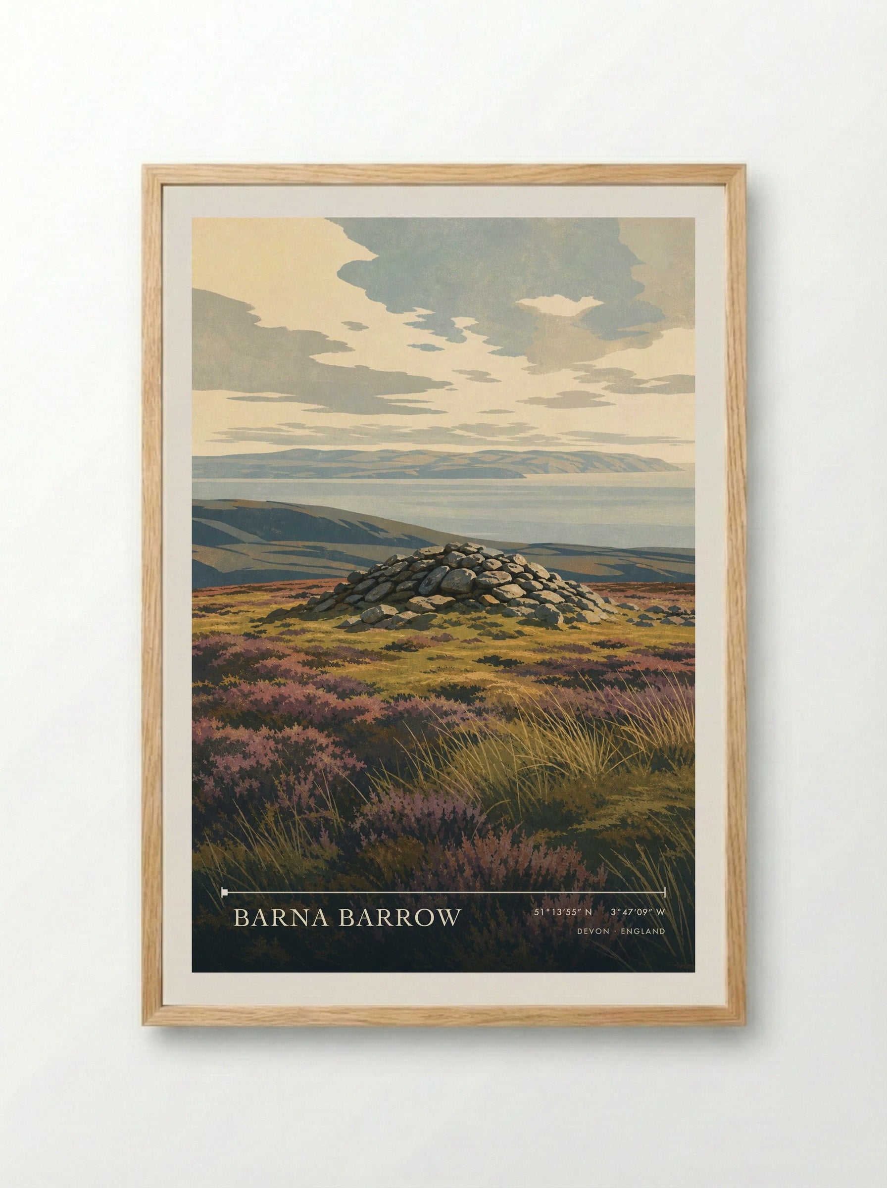 Barna Barrow Devon England Travel Poster - Framed Print Wood