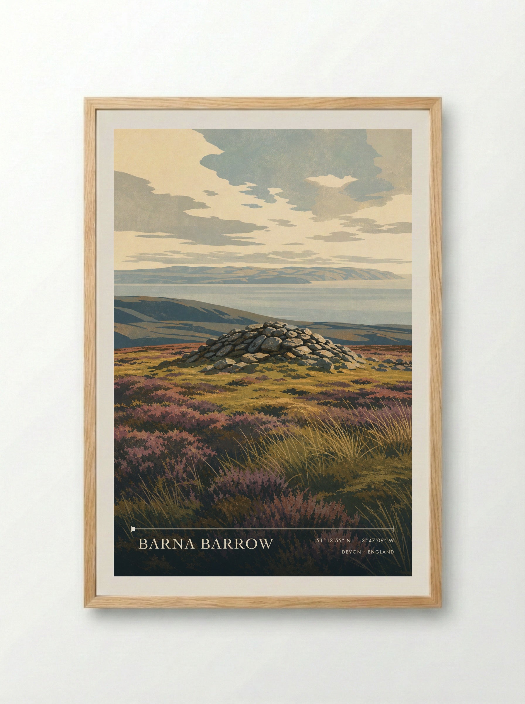 Barna Barrow Devon England Travel Poster - Framed Print Wood