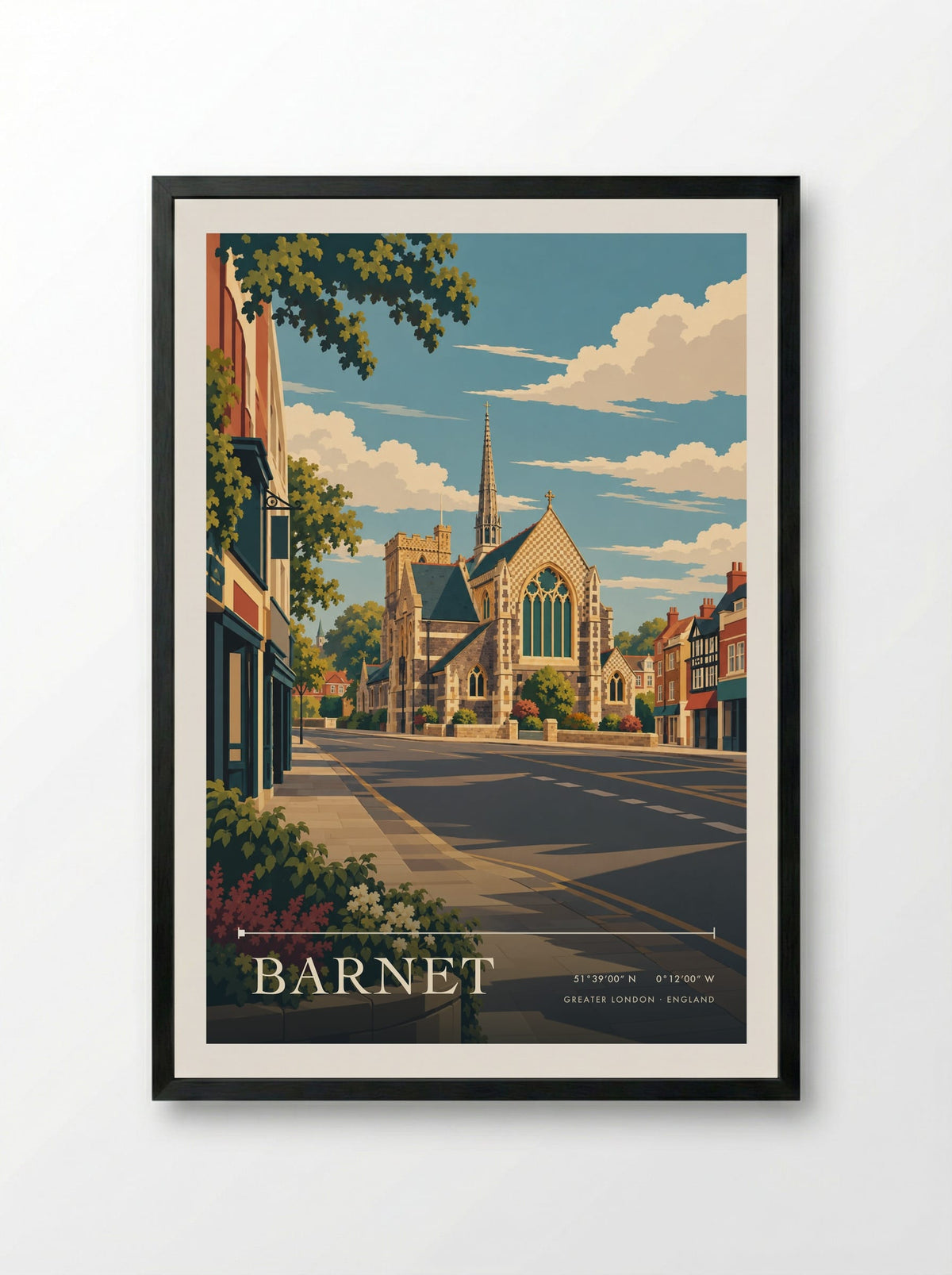 Barnet, Greater London | Travel Poster - Framed Print Black