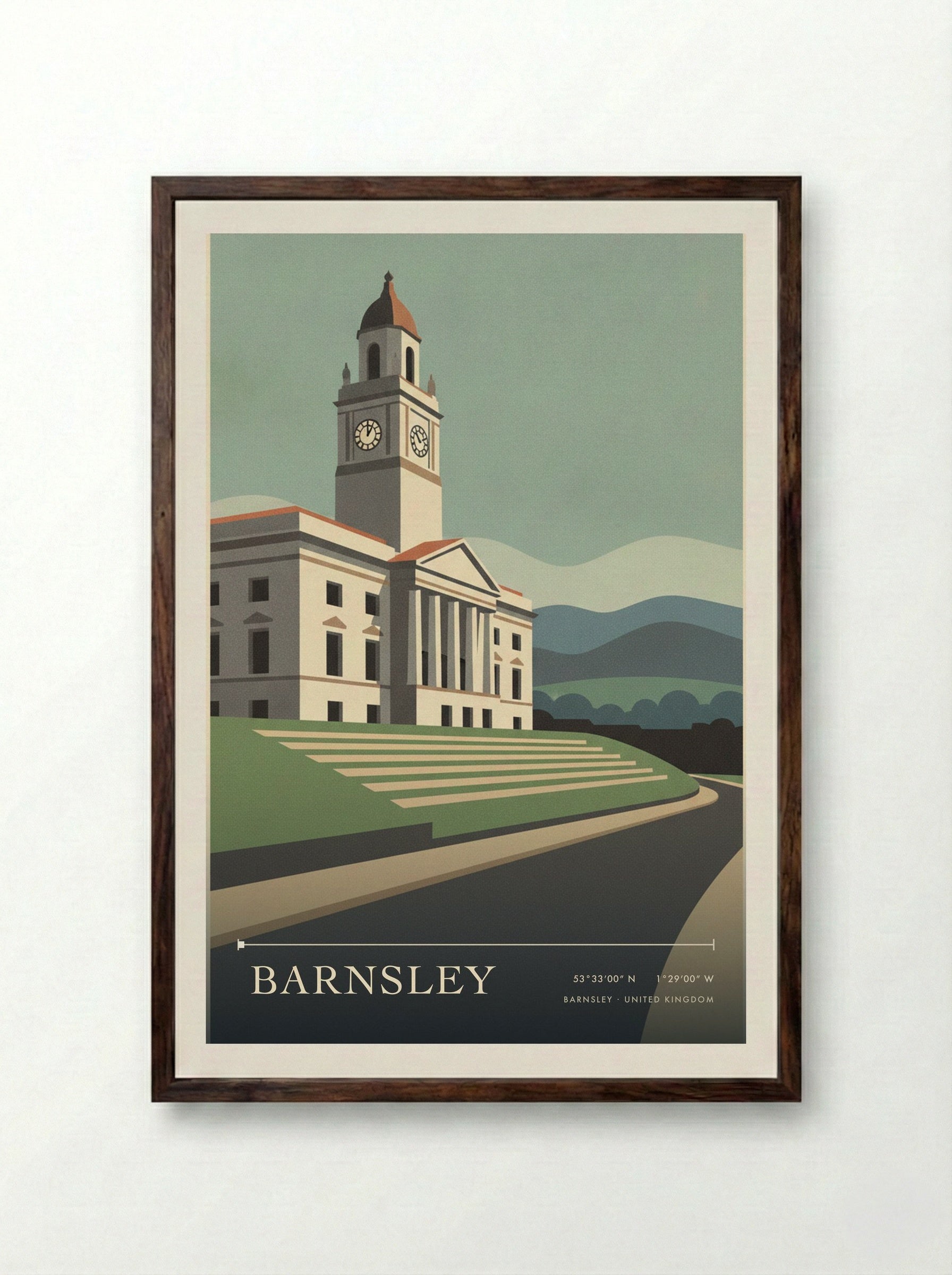 Barnsley United Kingdom Travel Poster - Framed Print Dark Wood