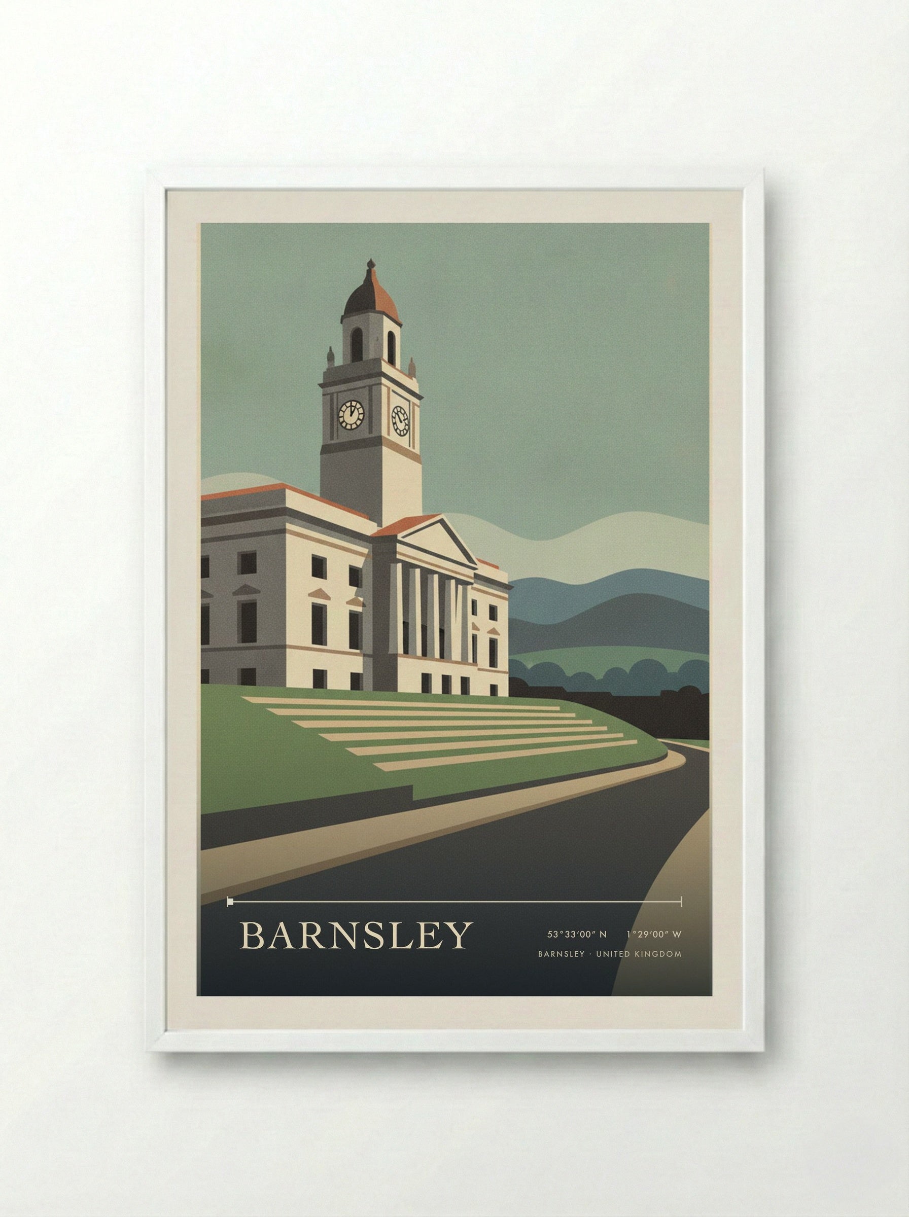 Barnsley United Kingdom Travel Poster - Framed Print White