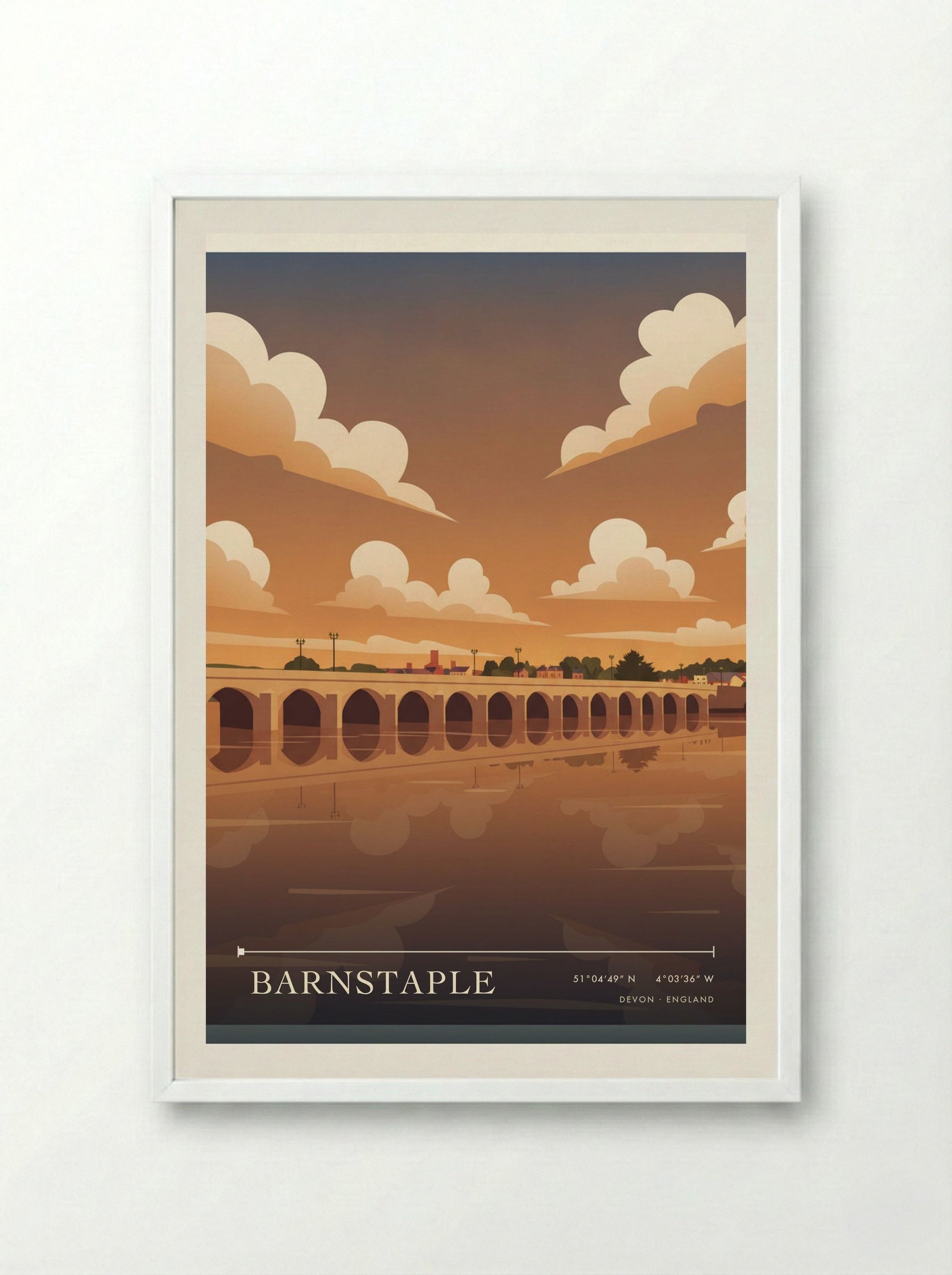 Barnstaple Devon England Travel Poster - Framed Print White