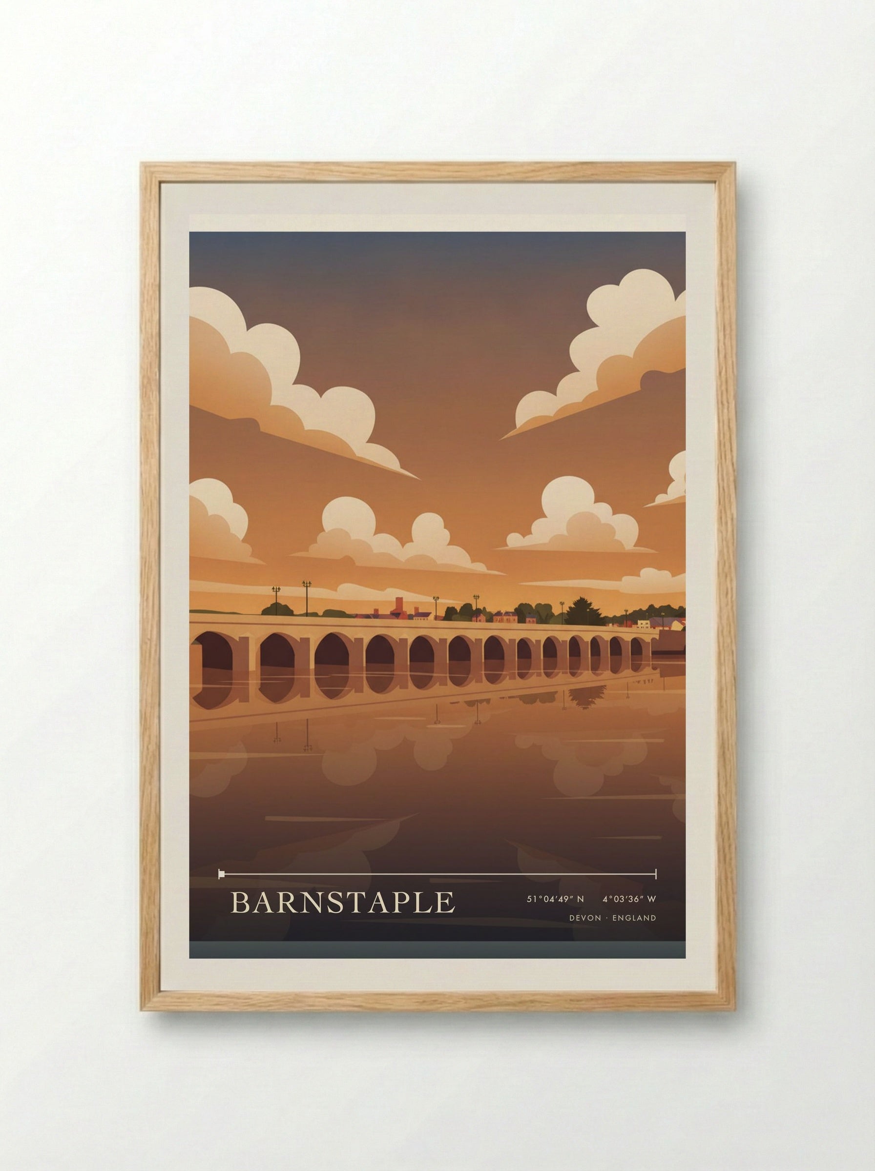 Barnstaple Devon England Travel Poster - Framed Print Wood