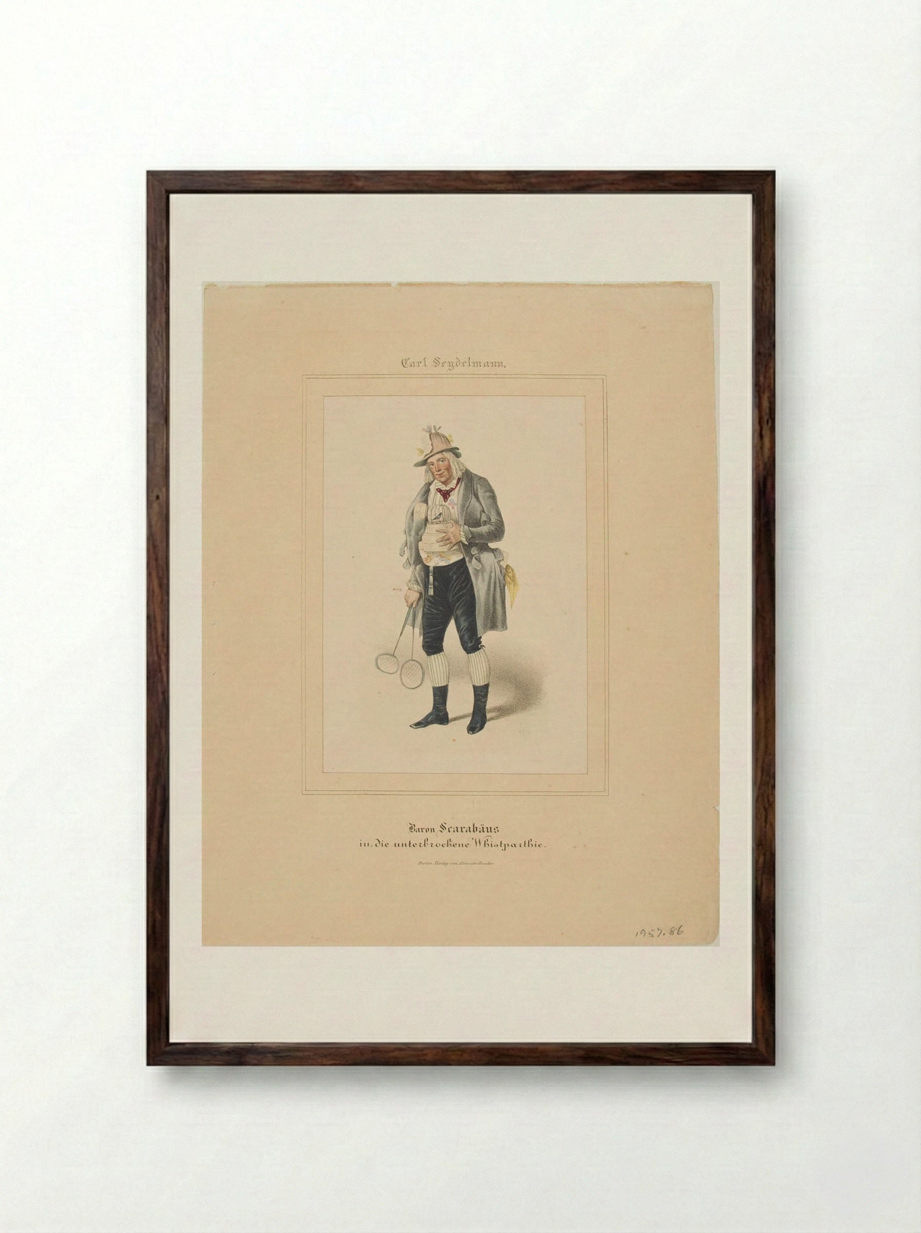 Baron Scarabäus, in the Interrupted Whist Party - Theodor Hosemann - Framed Print Dark Wood