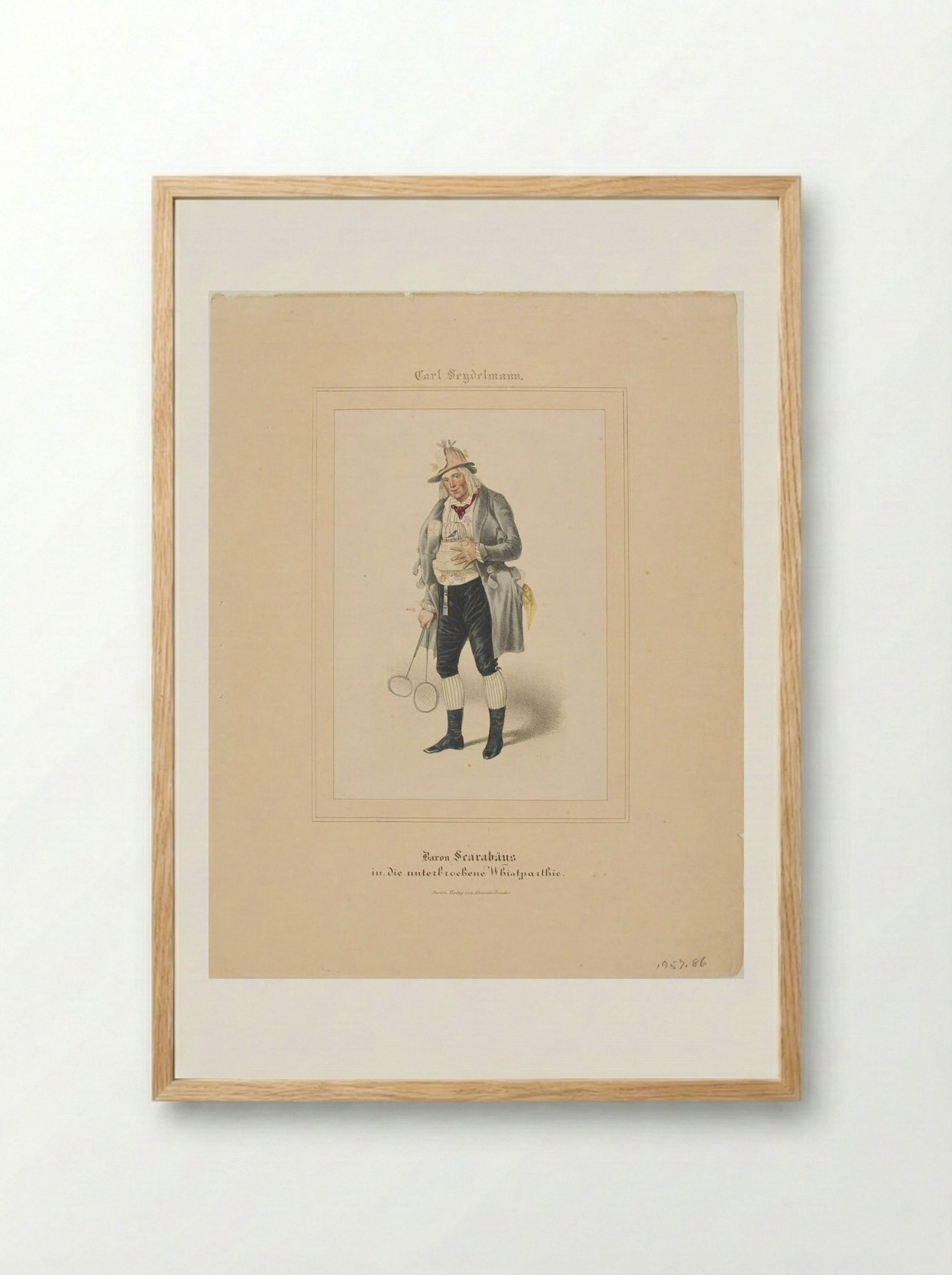 Baron Scarabäus, in the Interrupted Whist Party - Theodor Hosemann - Framed Print Wood
