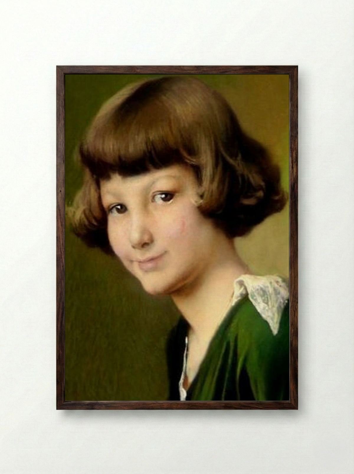 Baroness de Mevius (detail) - Firmin Baes - Framed Print Dark Wood