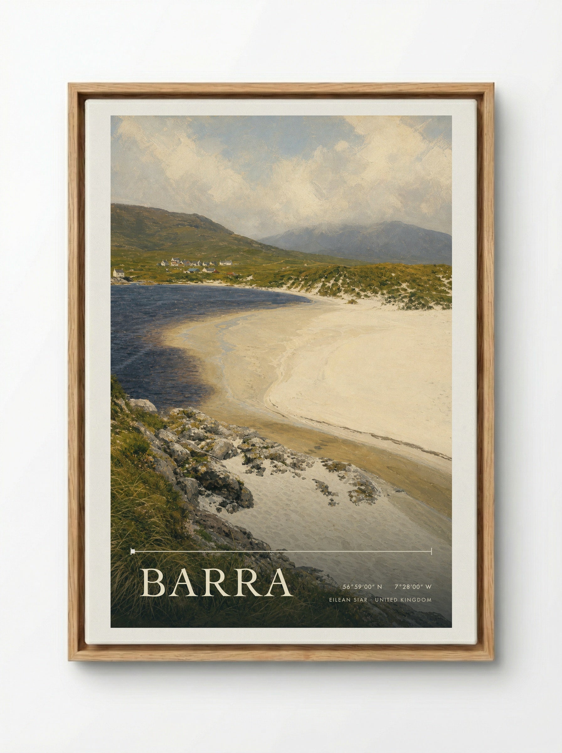 Barra Eilean Siar United Kingdom Travel Poster - Framed Canvas Wood