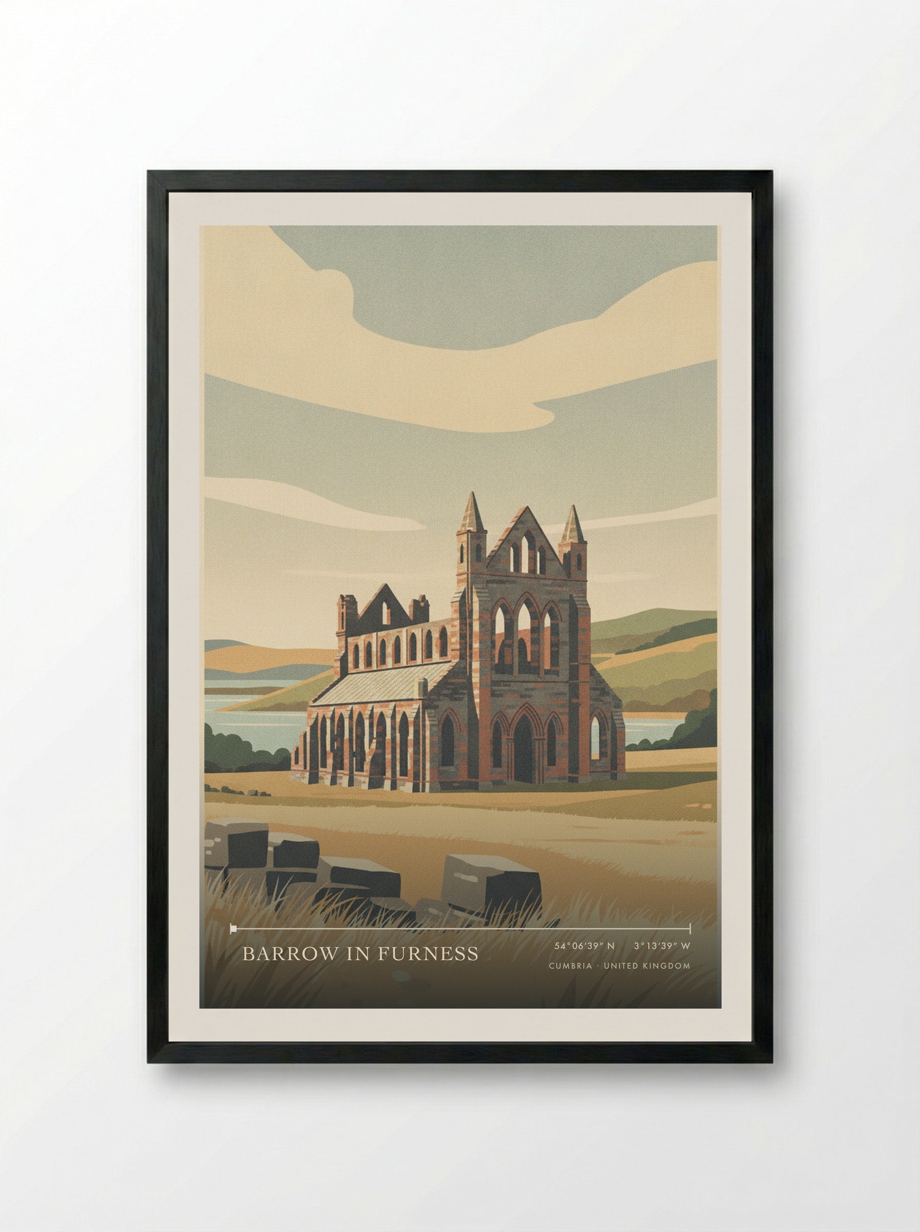 Barrow in Furness Cumbria United Kingdom Travel Poster - Framed Print Black