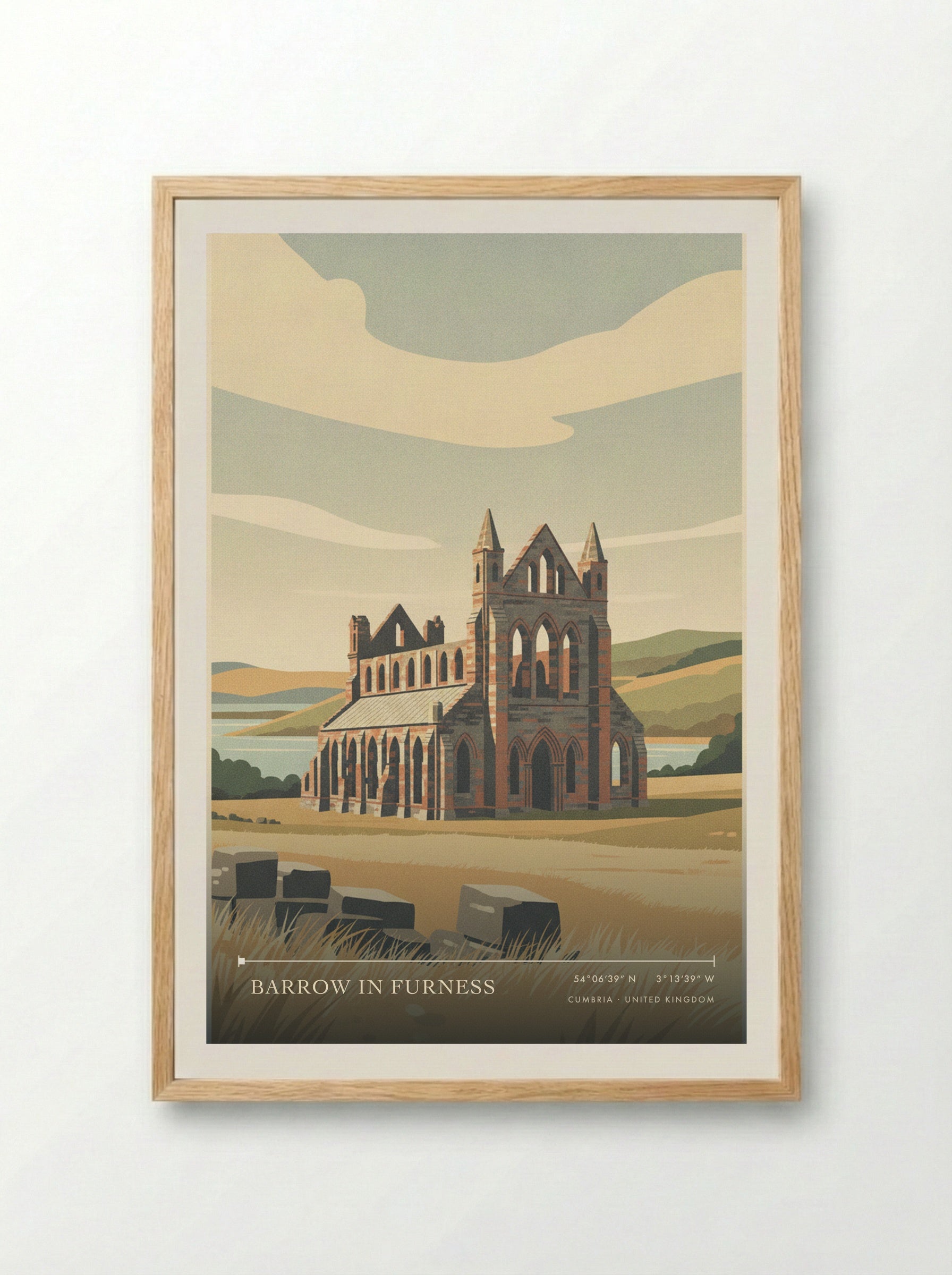 Barrow in Furness Cumbria United Kingdom Travel Poster - Framed Print Wood