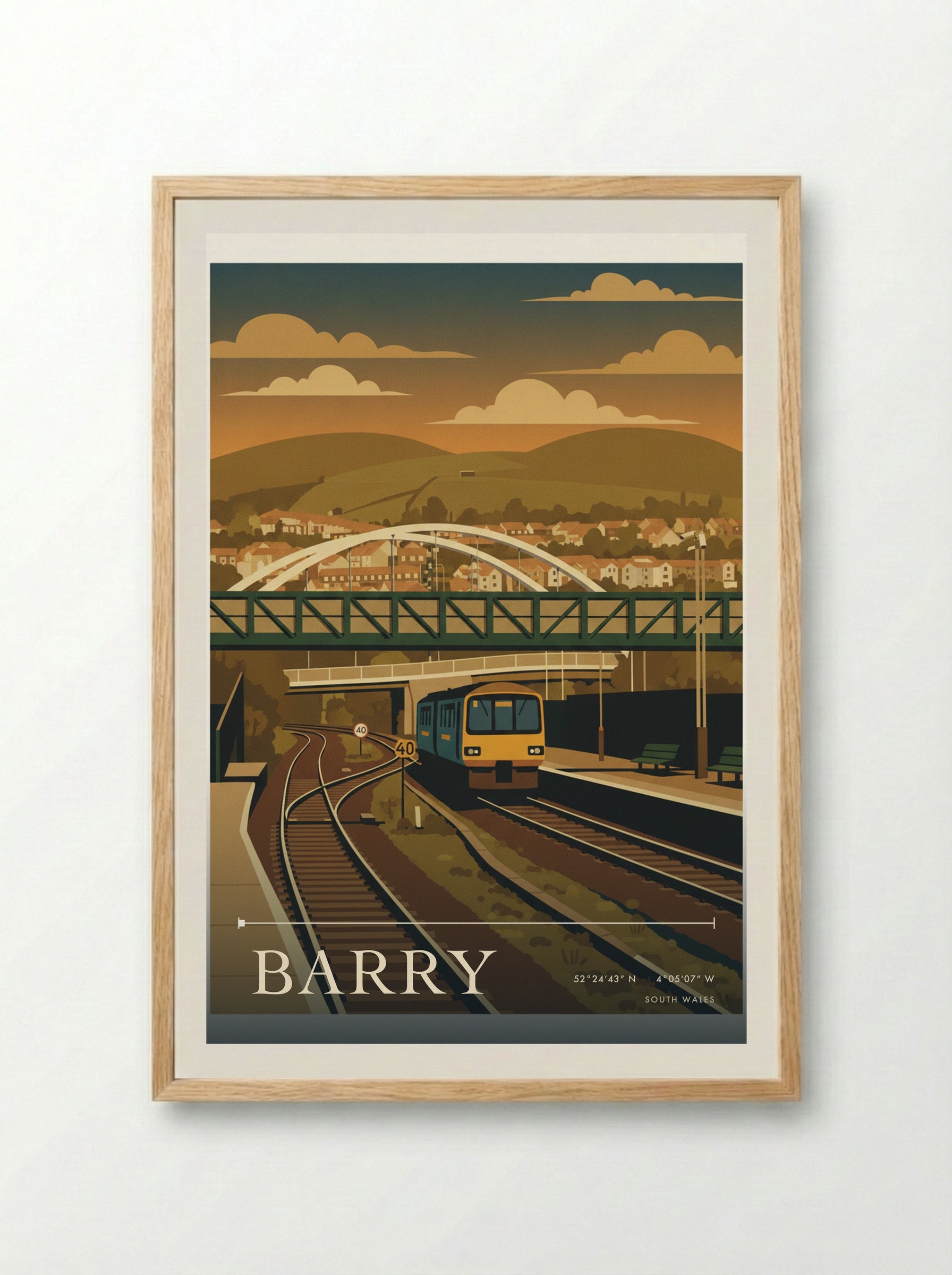 Barry South Wales Wales Travel Poster - Framed Print Wood
