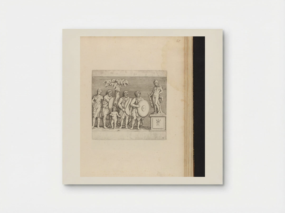 Bas-reliëf met vier soldaten en een paard - Johann Friedrich Greuter - Poster