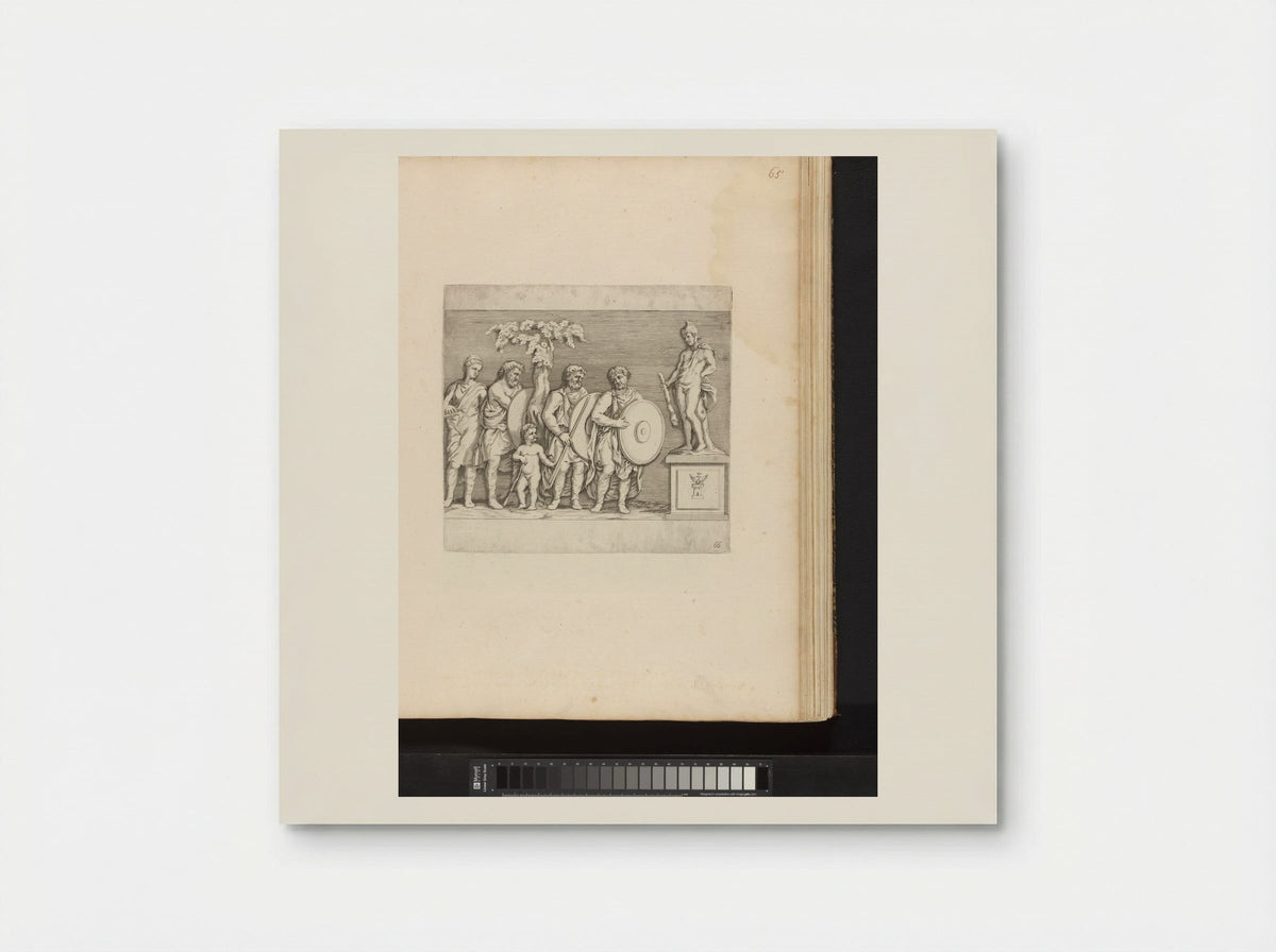 Bas-reliëf met vier soldaten en een paard - Johann Friedrich Greuter - Poster