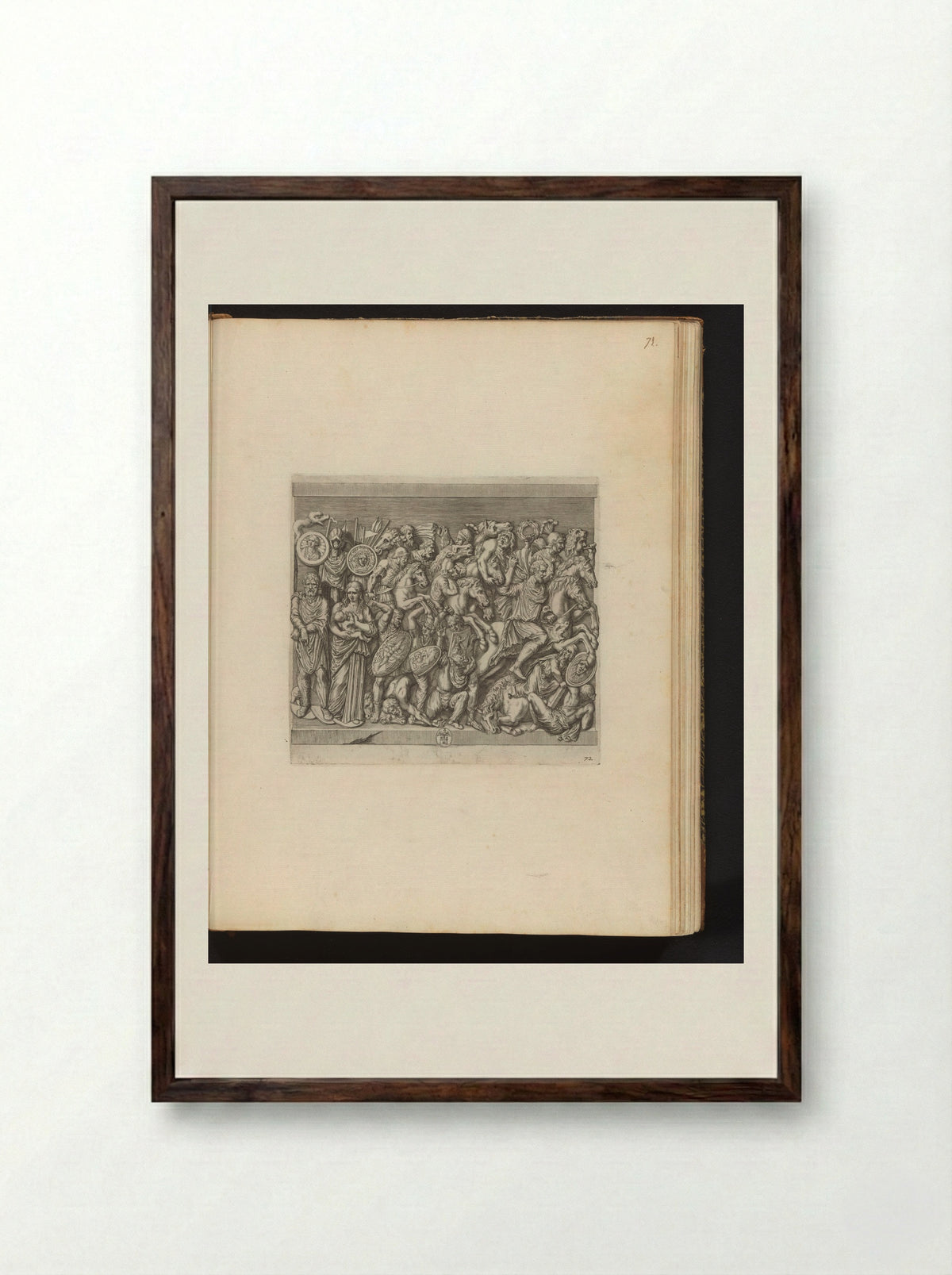 Bas-reliëf met voorstelling van de jacht - Johann Friedrich Greuter - Framed Print Dark Wood