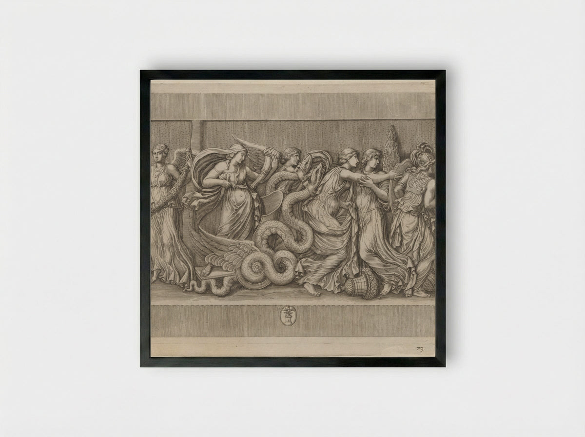 Bas-relief with Ceres on her Chariot - Matthäus Greuter - Framed Print Black