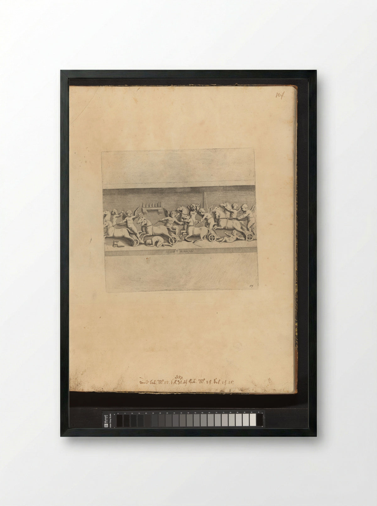 Bas-relief with Putti Charioteers - Gabriel Ladame - Framed Print Black