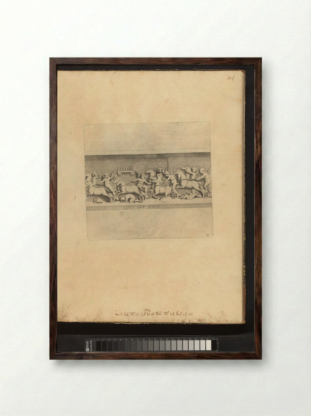 Bas-relief with Putti Charioteers - Gabriel Ladame - Framed Print Dark Wood